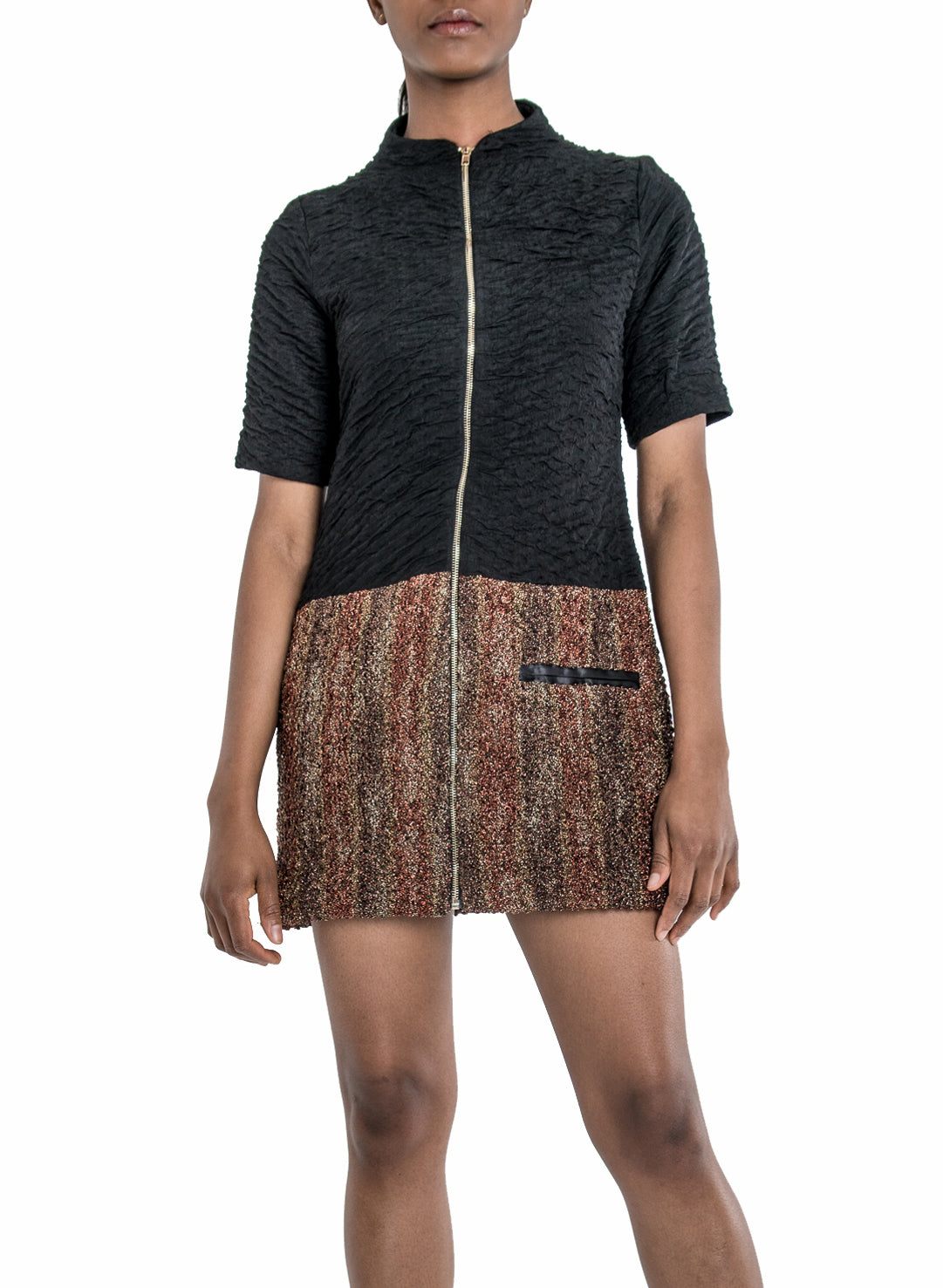 COLLARLESS COAT DRESS