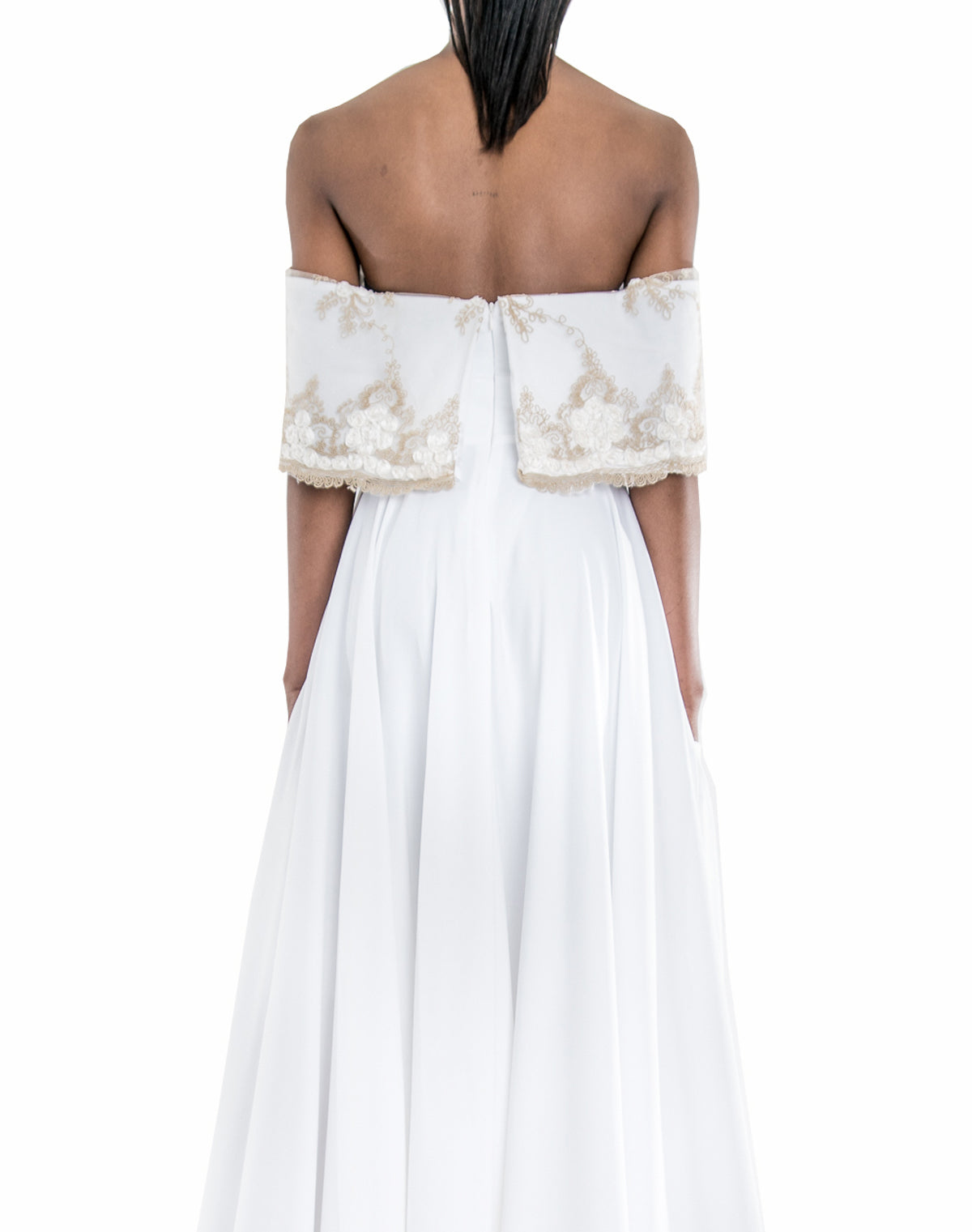 BARDOT NECKLINE EMBROIDERED DRESS