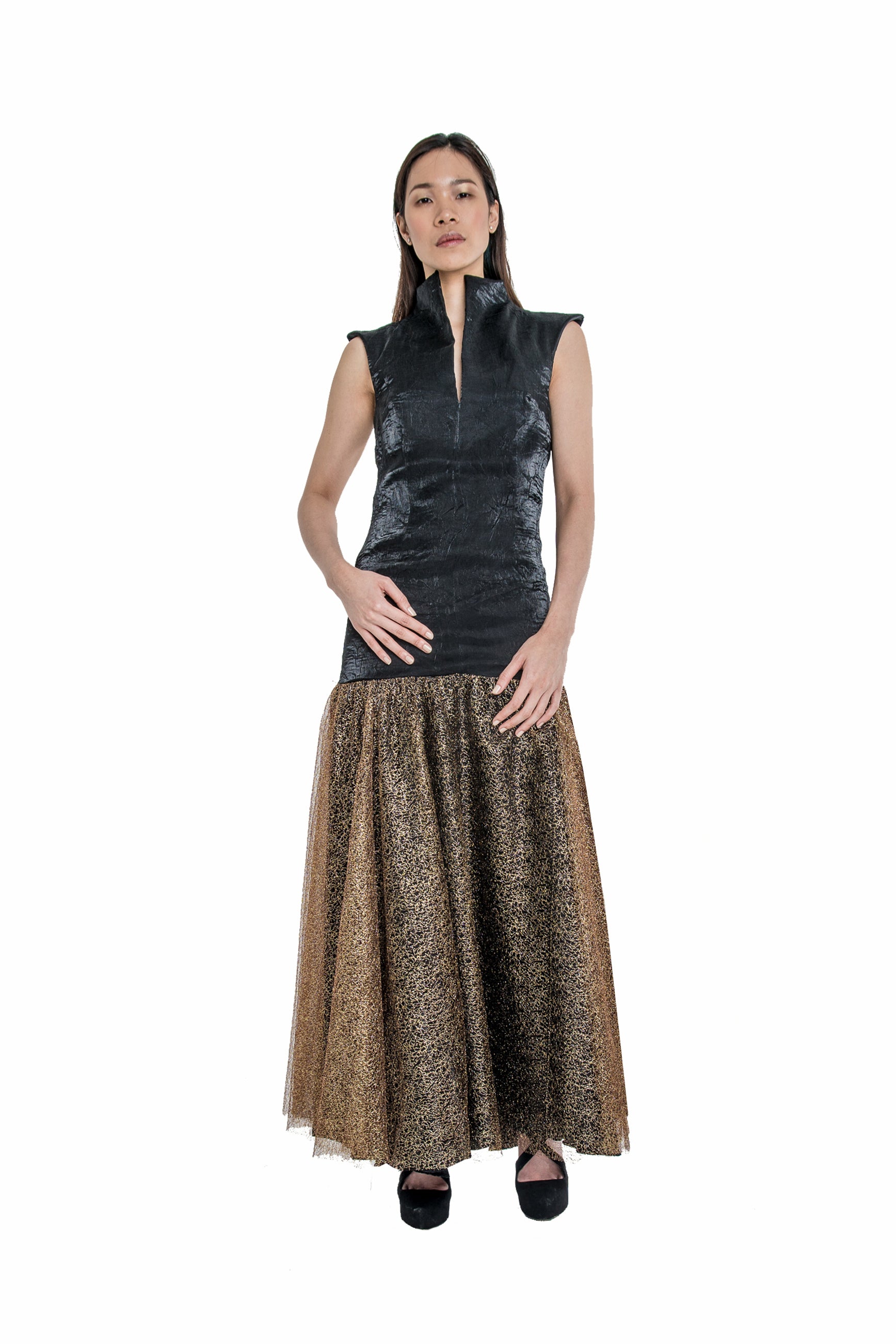 HIGH NECK SLEEVELESS DRESS