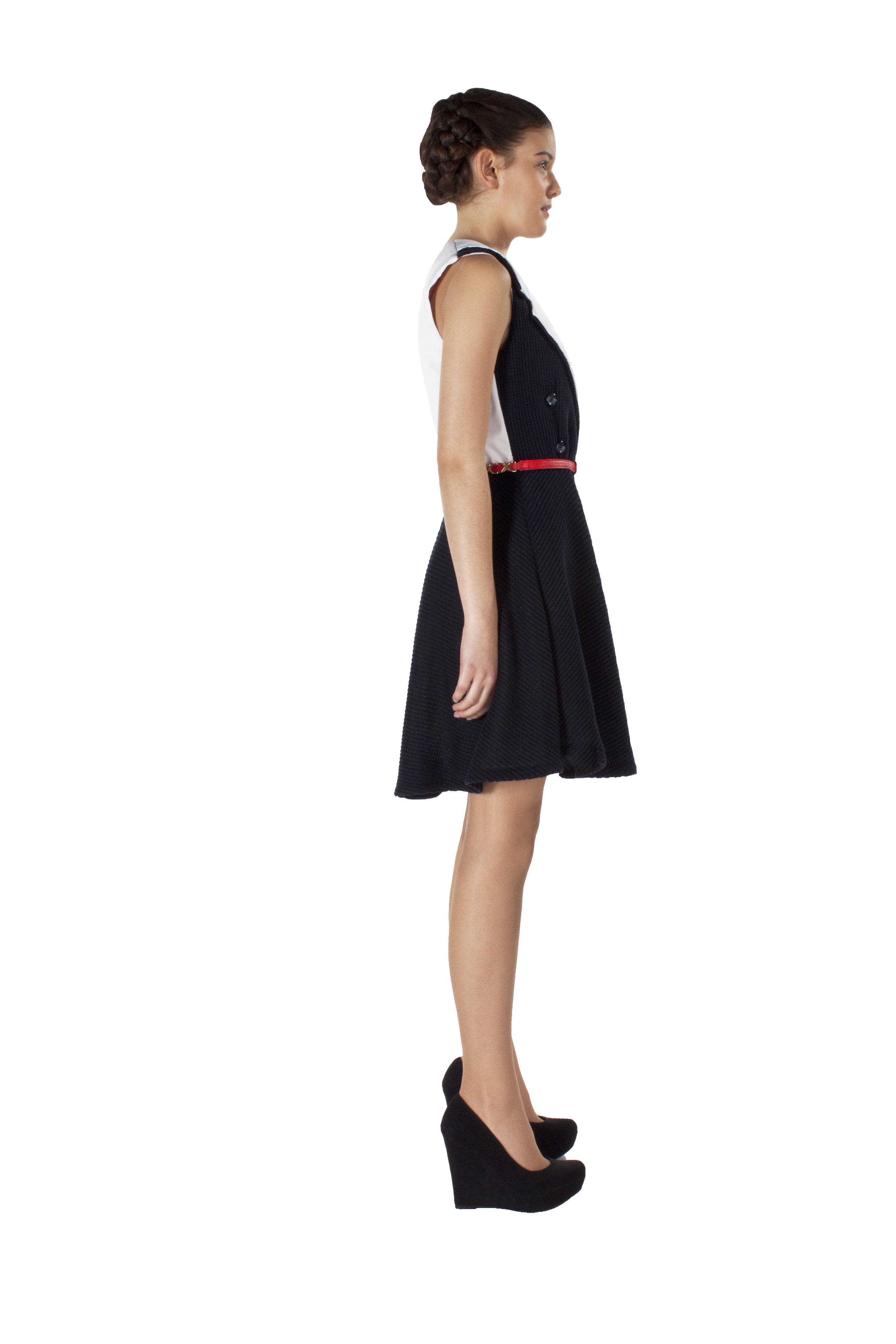 SLEEVELESS NOTCHED COLLAR DRESS