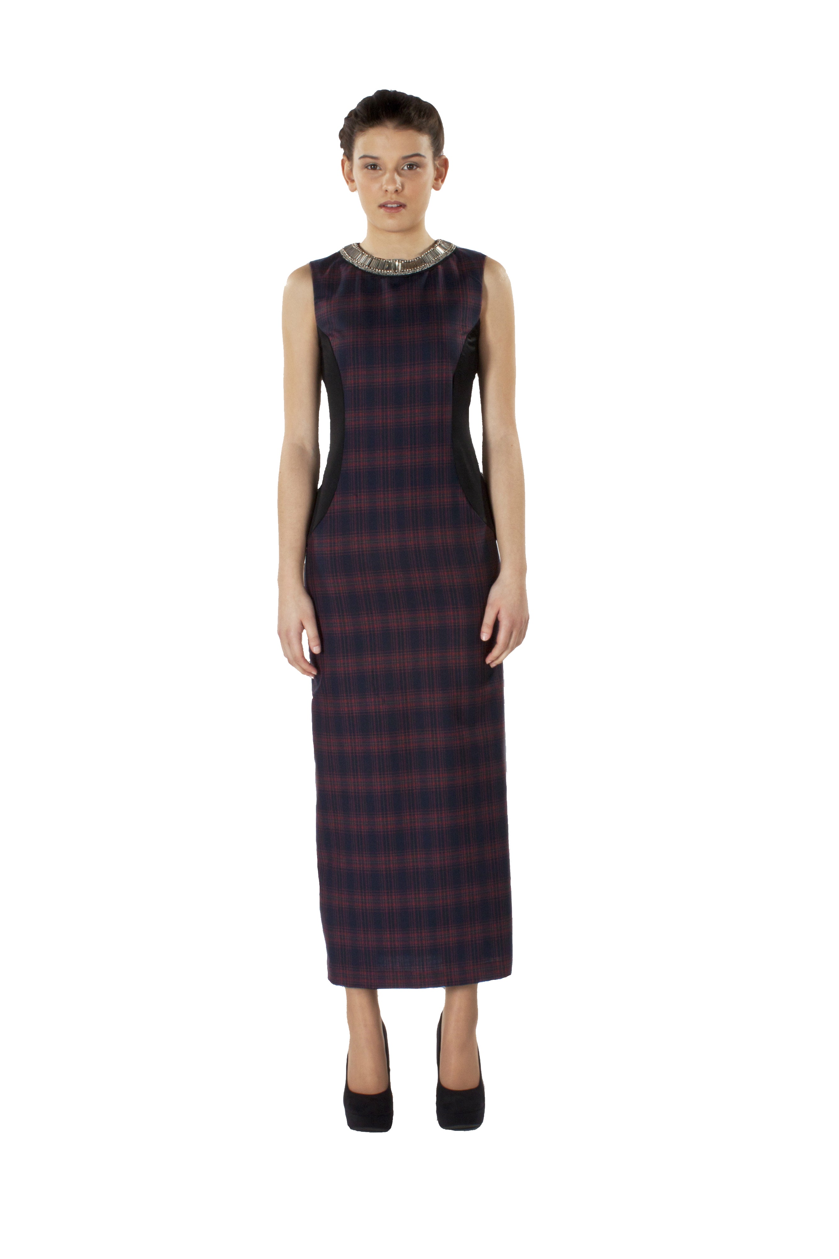 EMBELLISHED NECK MAXI DRESS