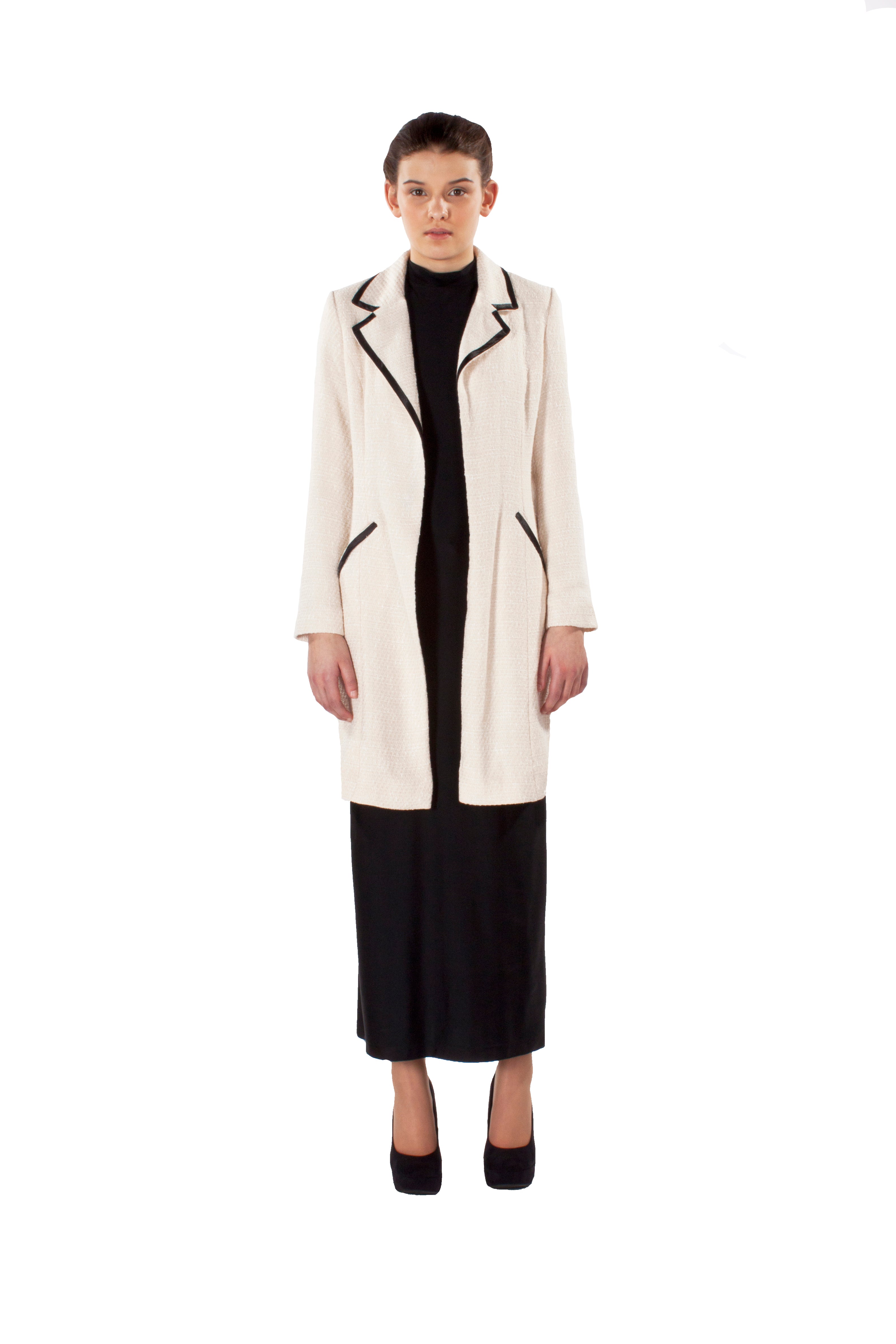 ASYMMETRIC NOTCHED COLLAR COAT
