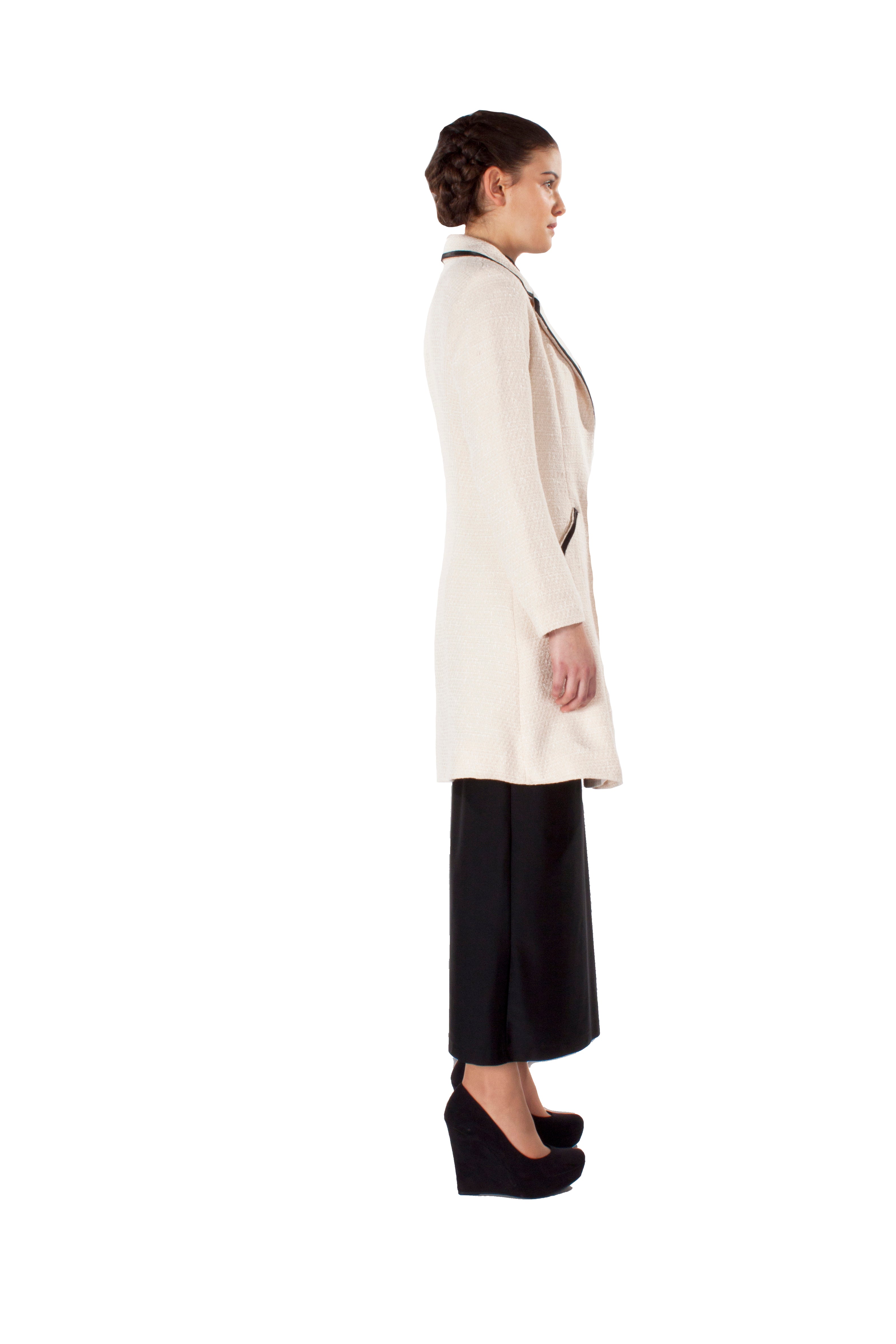 ASYMMETRIC NOTCHED COLLAR COAT