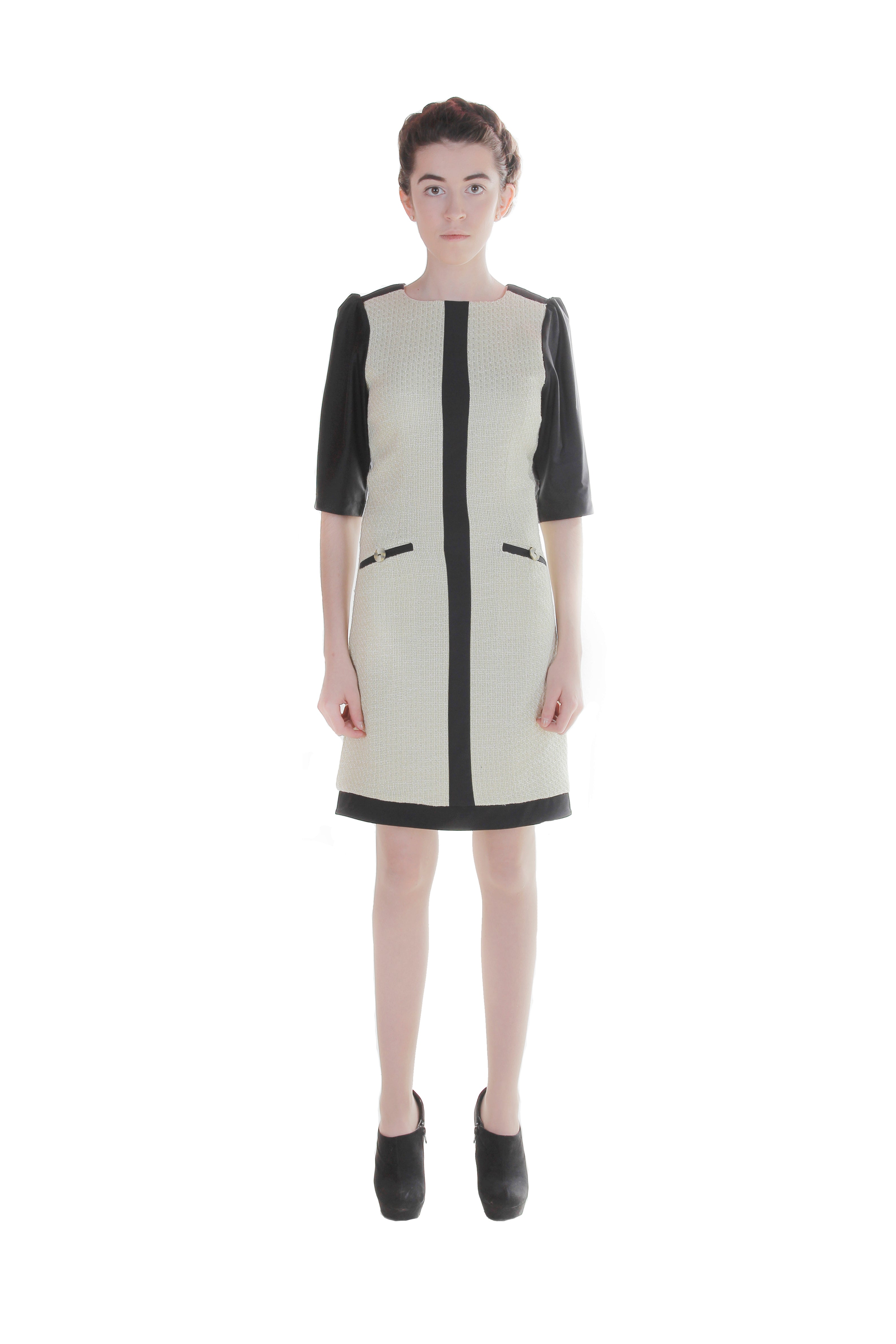 3/4 SLEEVE PANEL DRESS