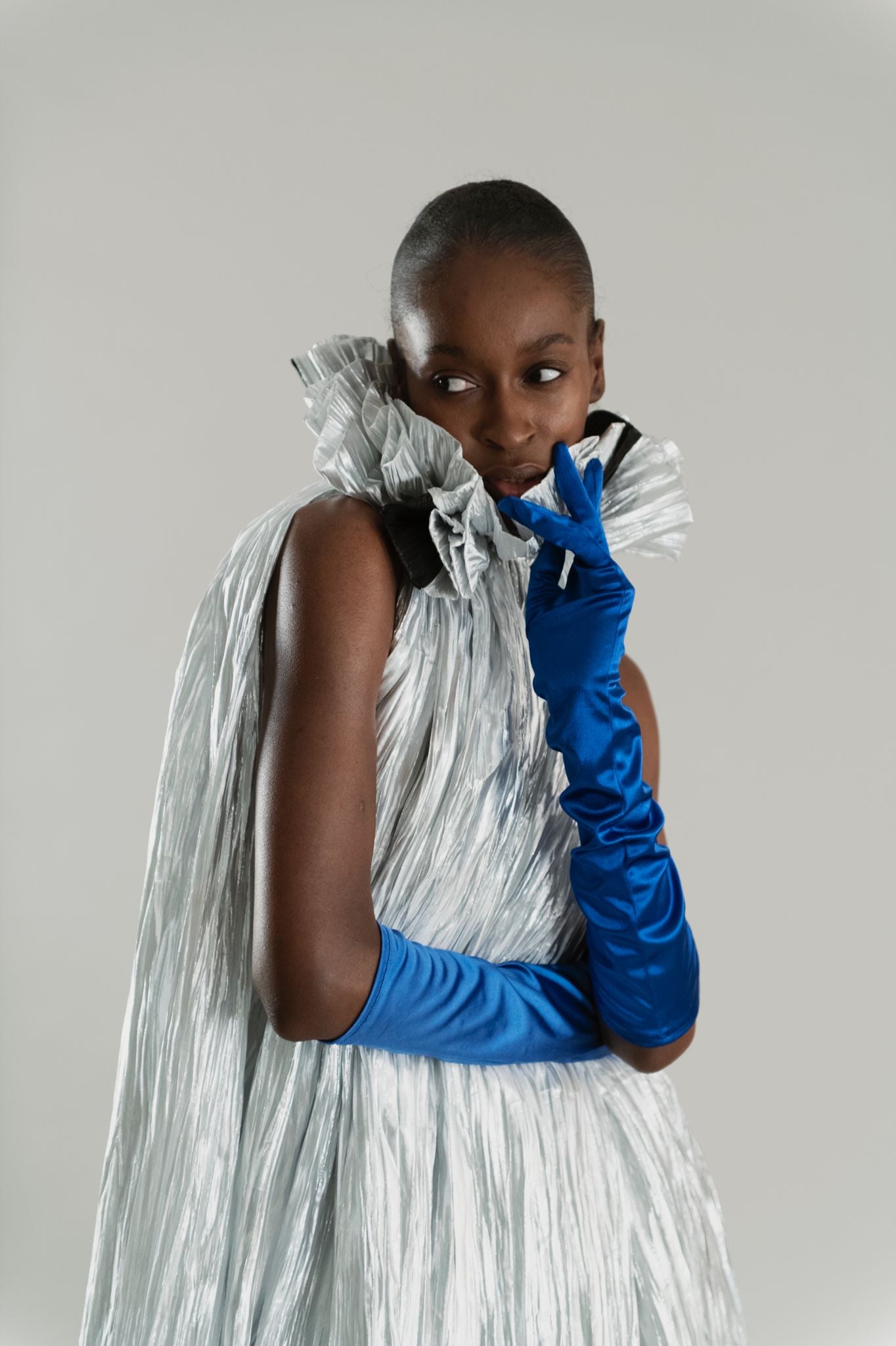 RUFFLED HIGH NECK DRESS