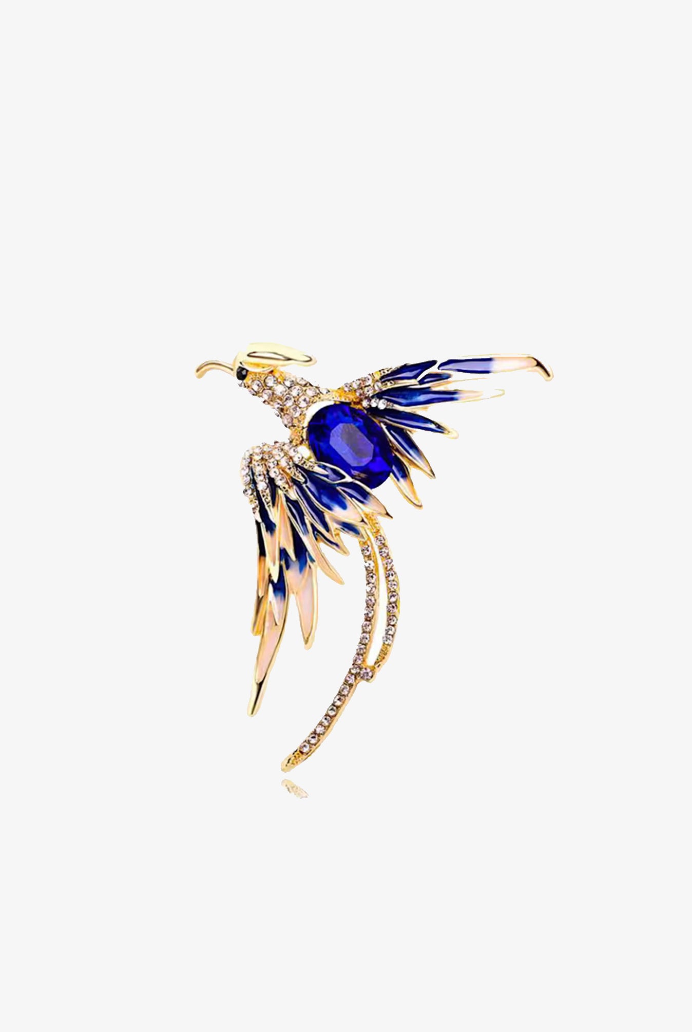 Blue Crystal Gold Bird Brooch