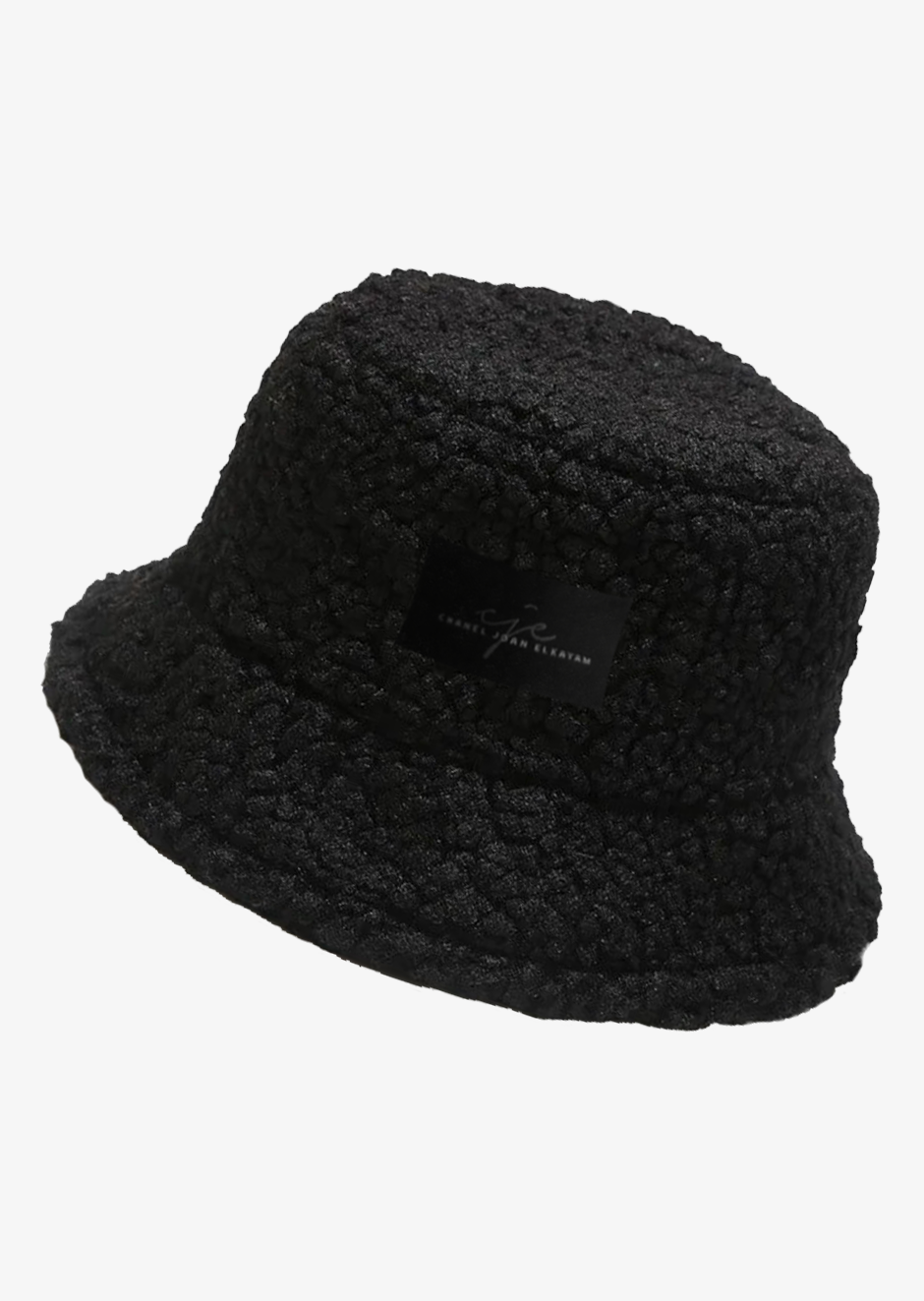 BLACK BOUCLÉ BUCKET HAT