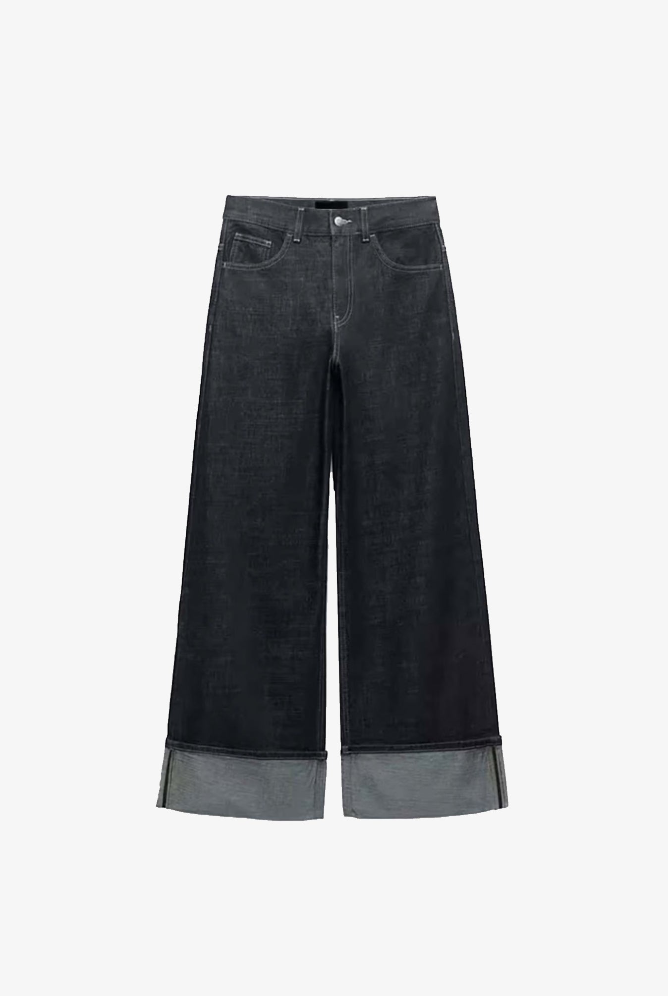 Dark Indigo Folder Hem Jeans