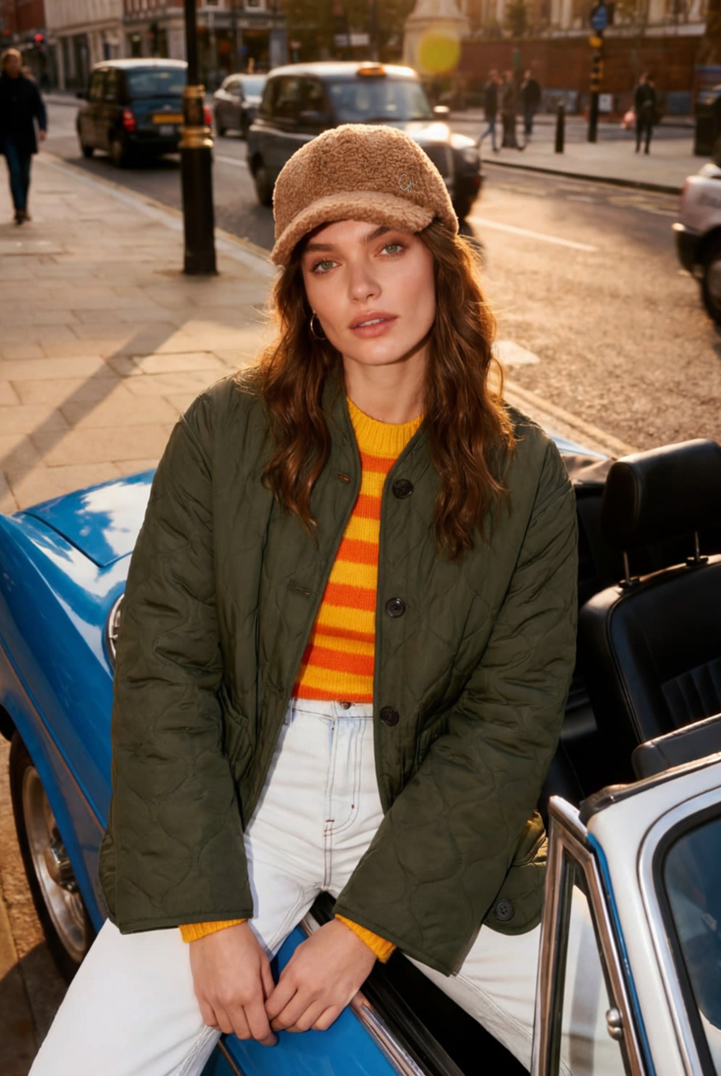 Brown Boucle Textured Cap