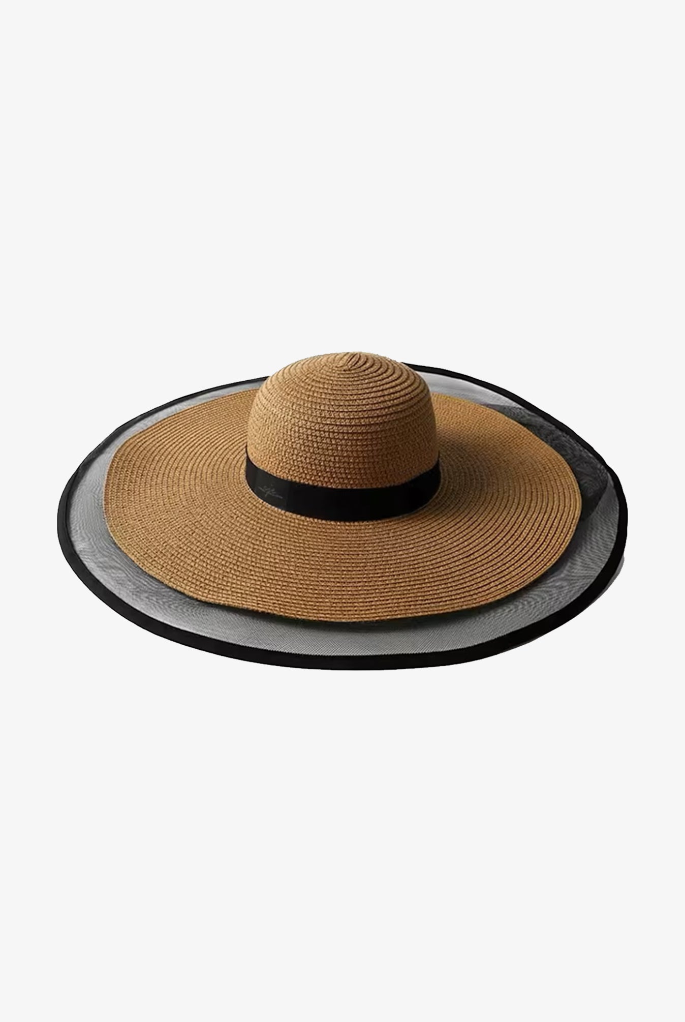 Brown Wide Transparent Brim Straw Hat