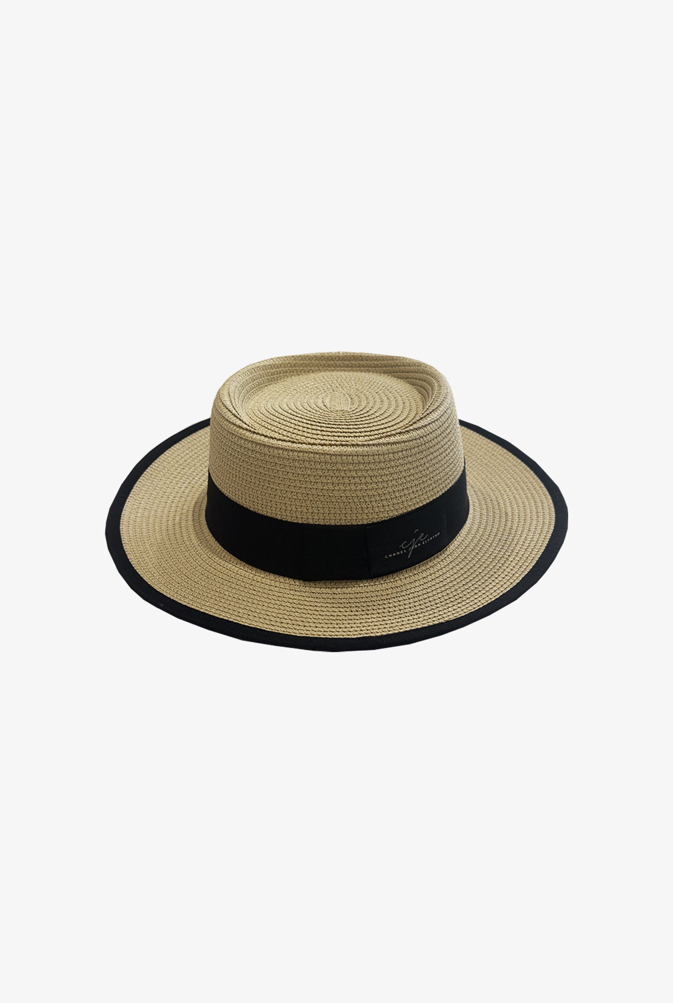 Contrast Edge Straw Wide Brim Gambler Hat