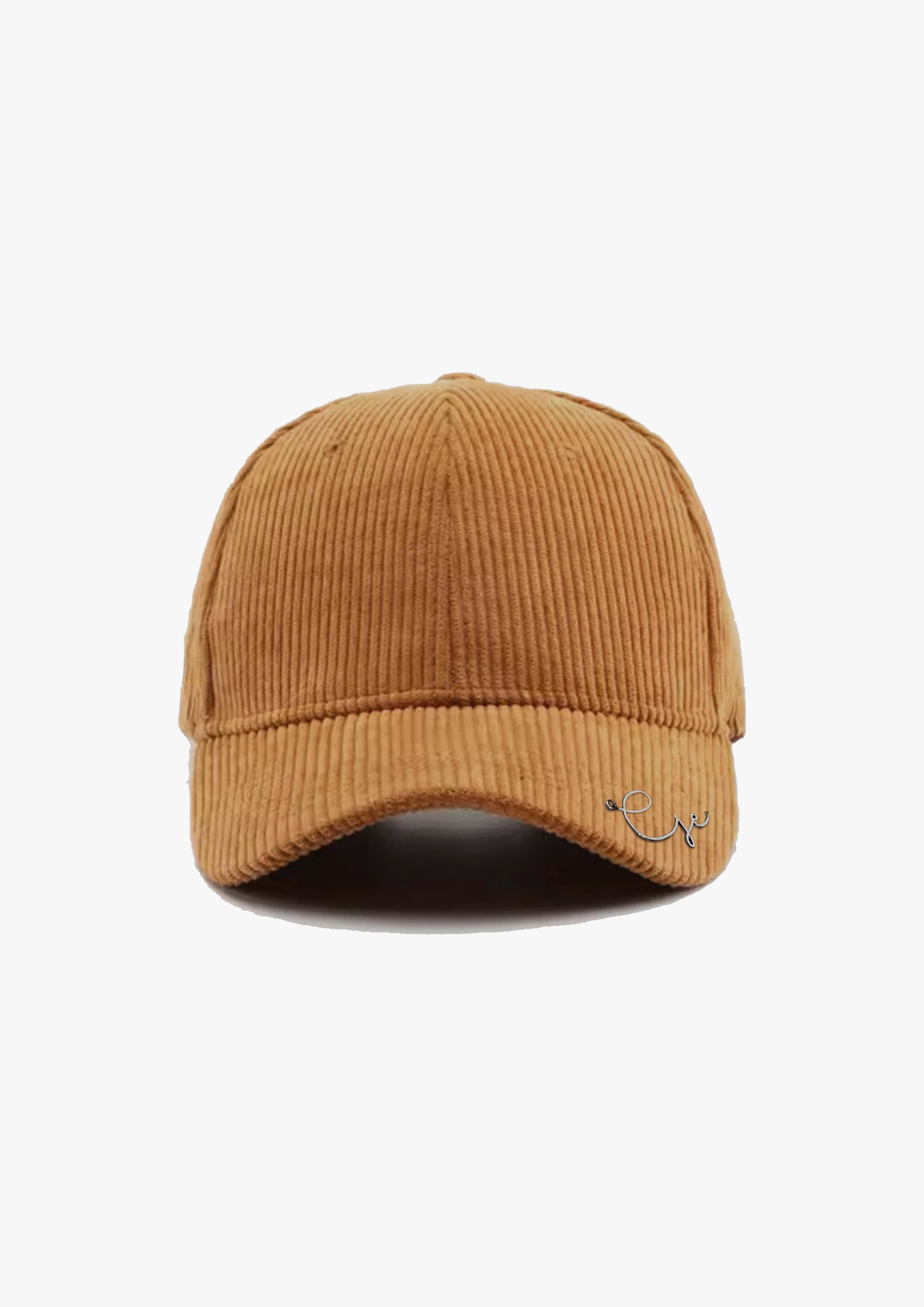 Silver Cje Embellished Ginger Beige Corduroy Cap