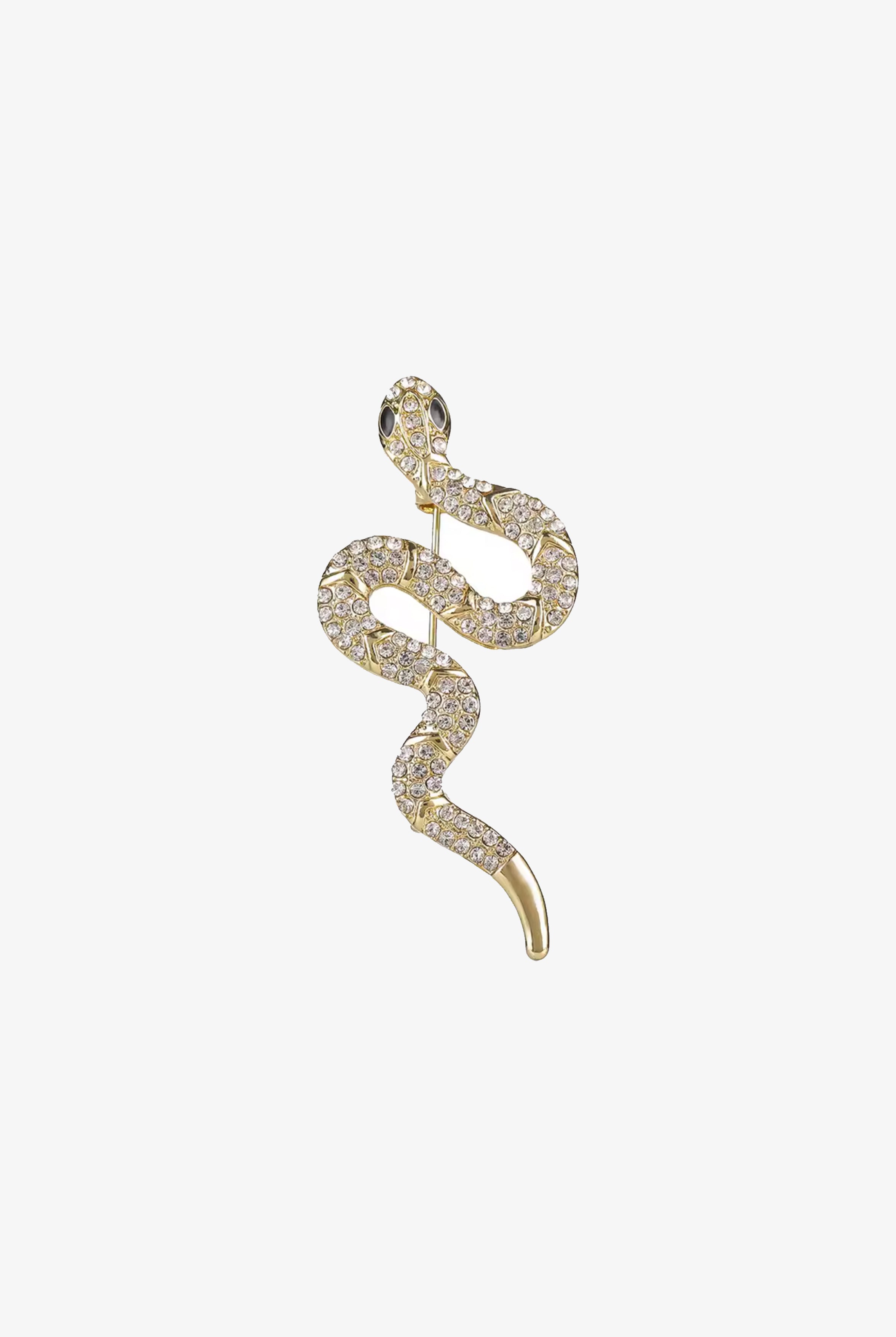 Gold Crystal Snake Brooch