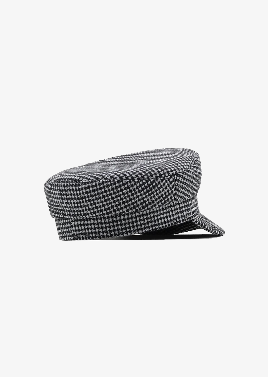 BLACK WHITE HOUNDSTOOTH BAKER BOY HAT