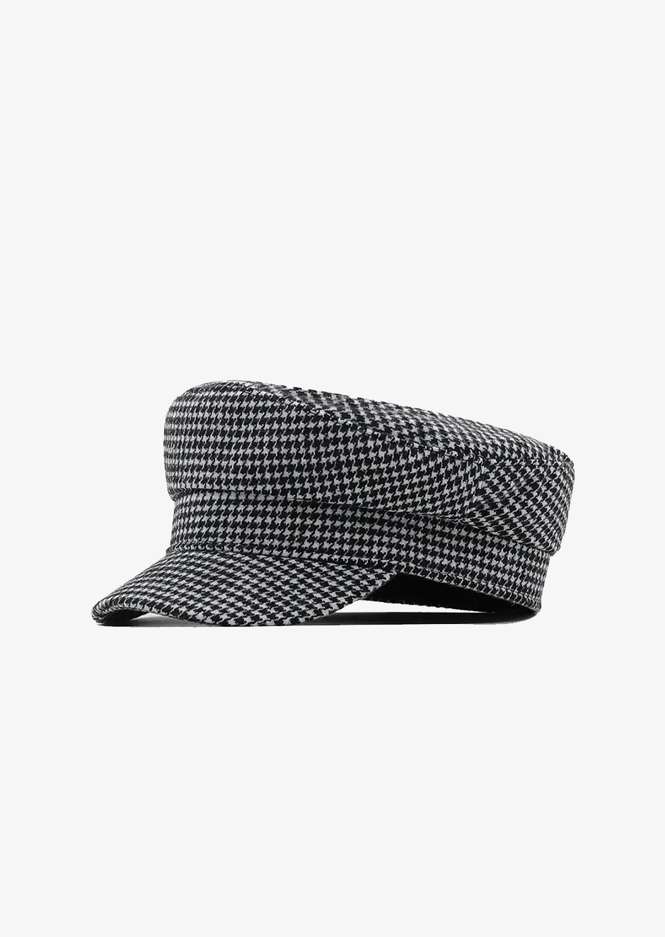BLACK WHITE HOUNDSTOOTH BAKER BOY HAT