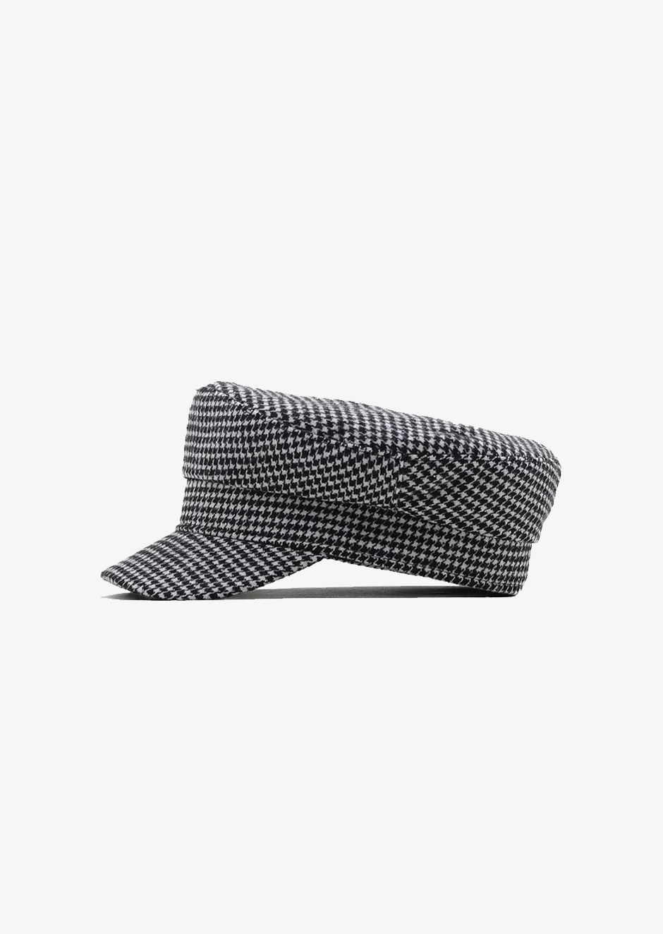 BLACK WHITE HOUNDSTOOTH BAKER BOY HAT