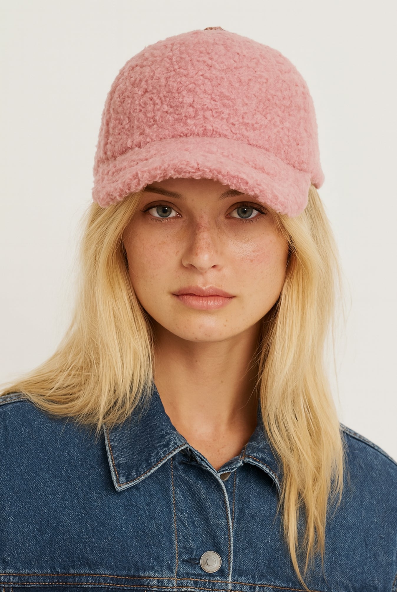 Pink Boucle Textured Cap