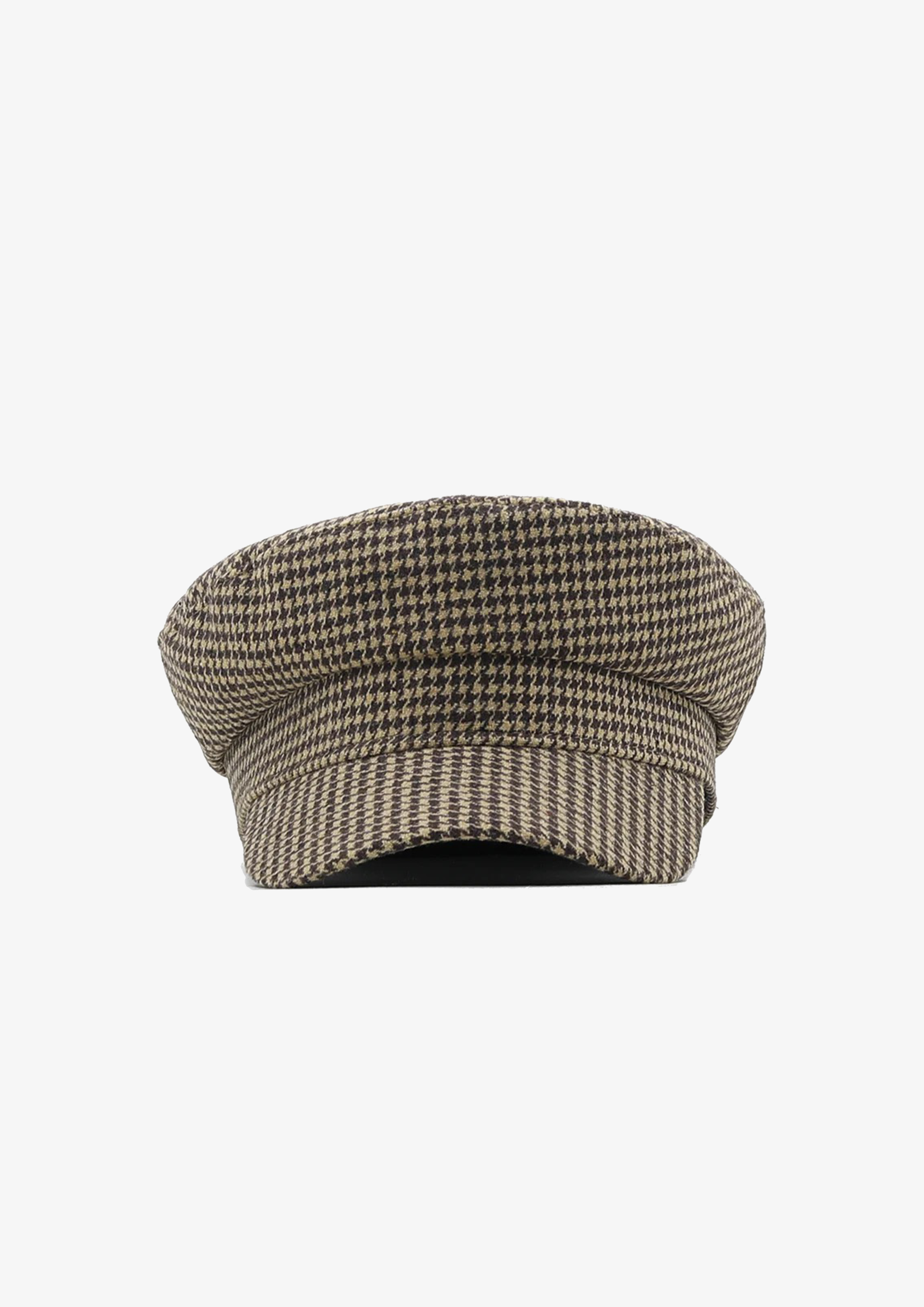 BROWN HOUNDSTOOTH BAKER BOY HAT