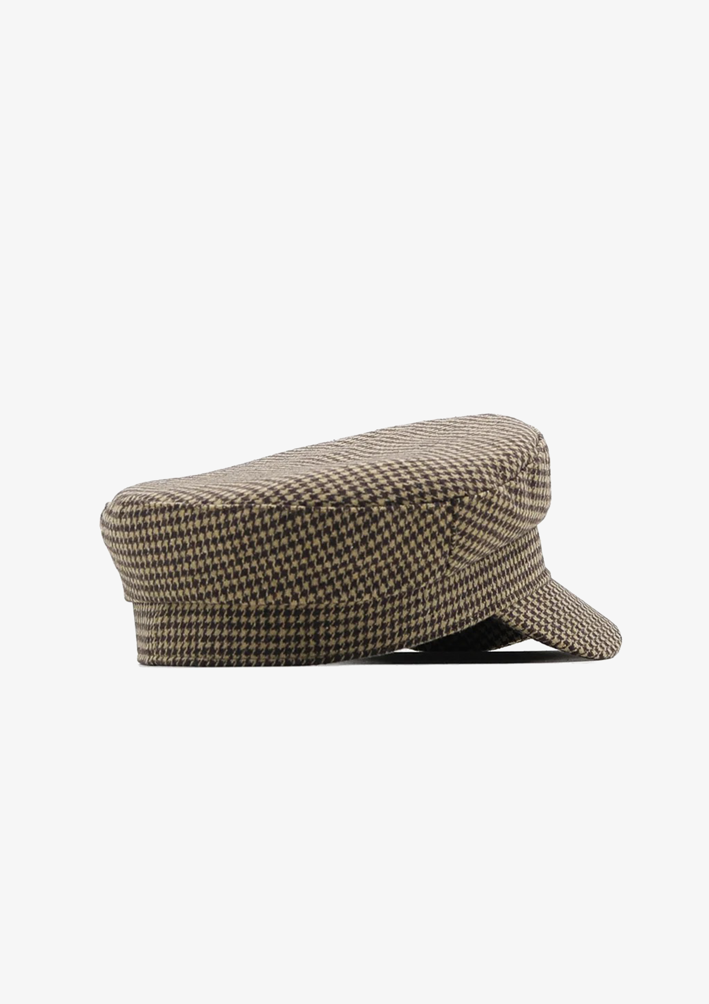 BROWN HOUNDSTOOTH BAKER BOY HAT