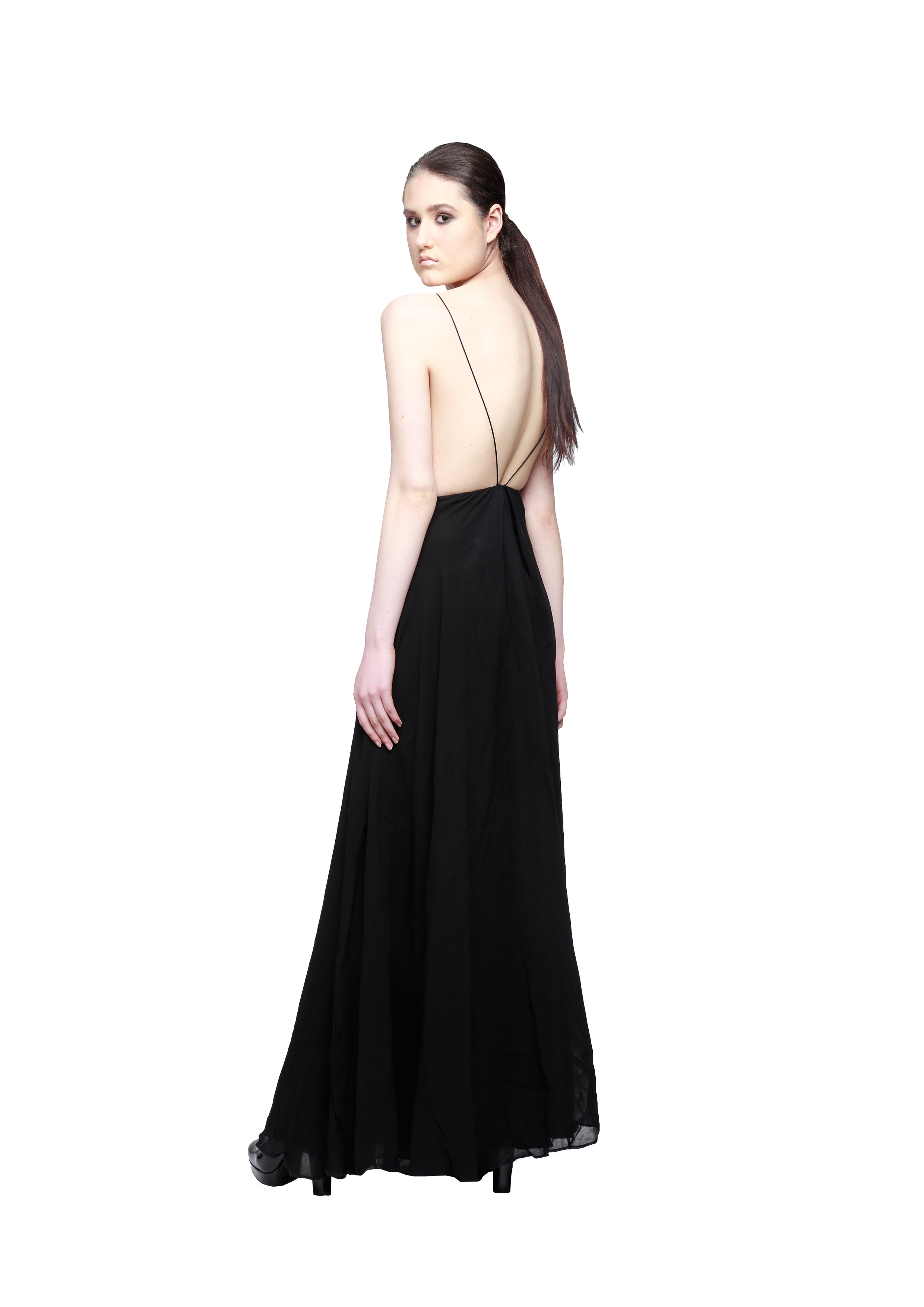 EMBROIDERED LACE CHIFFON DRESS