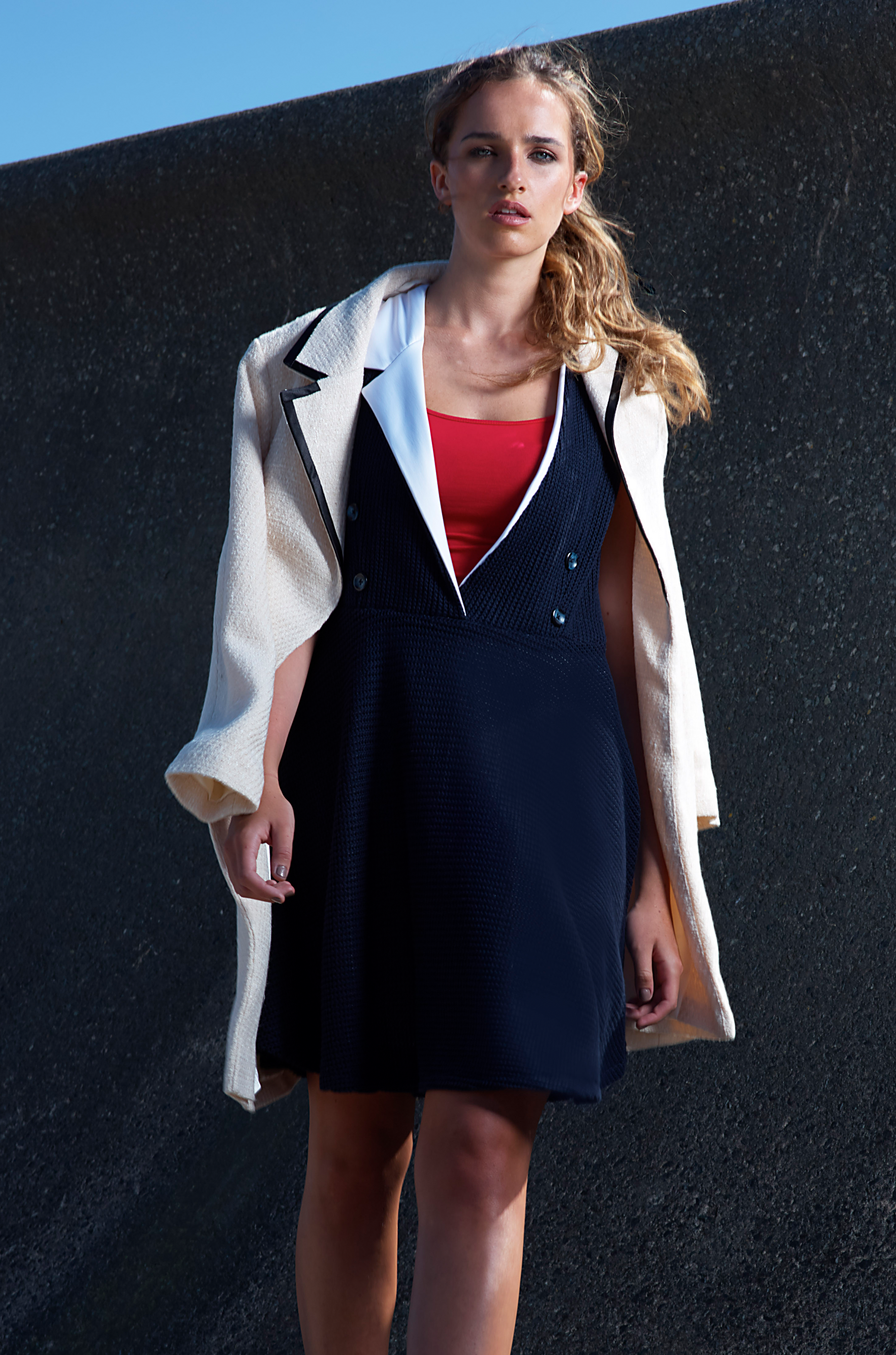 SLEEVELESS NOTCHED COLLAR DRESS