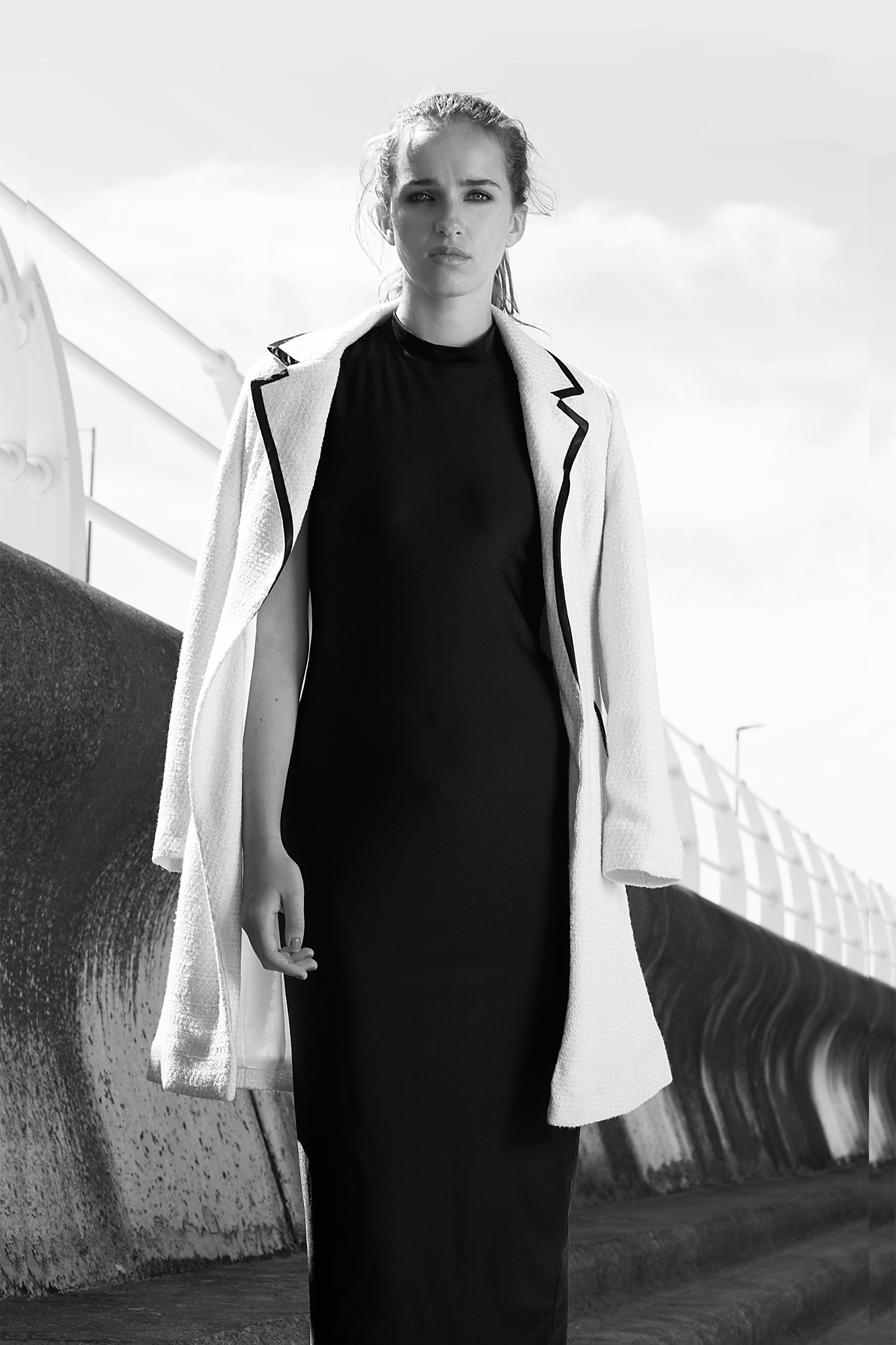 ASYMMETRIC NOTCHED COLLAR COAT