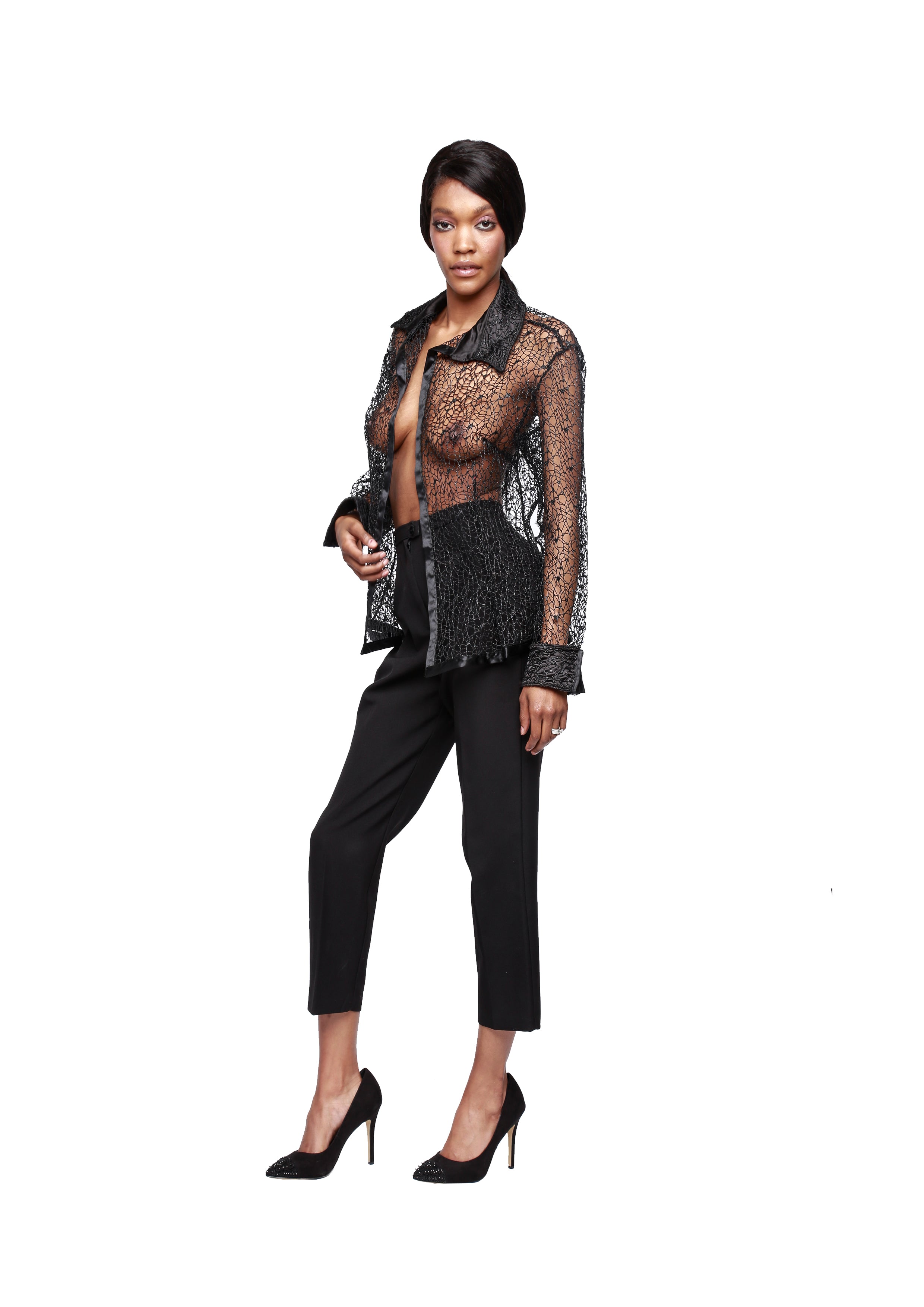 3D GLITTER MESH SHIRT