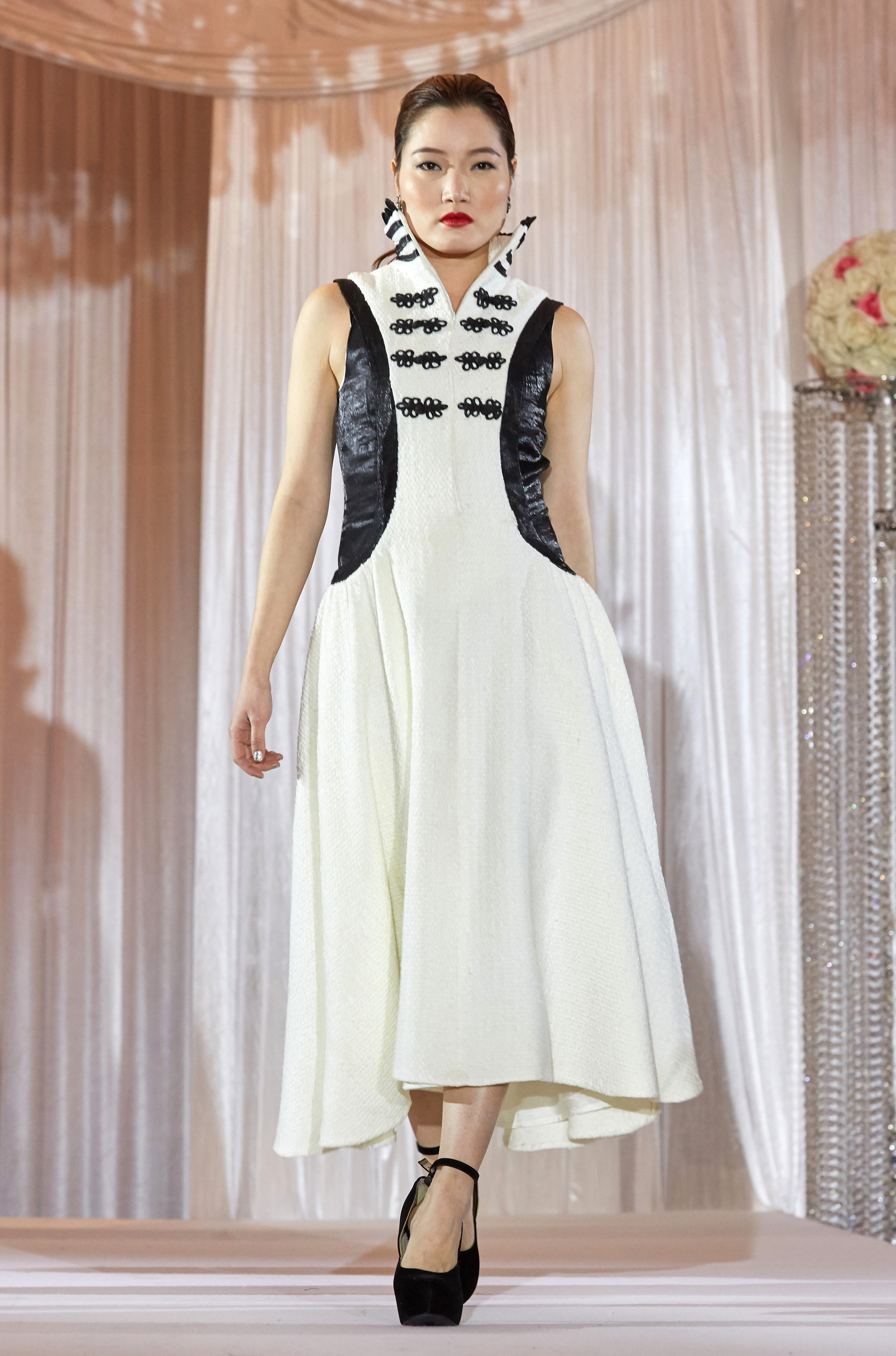 HIGH NECK ZIP FRONT DRESS