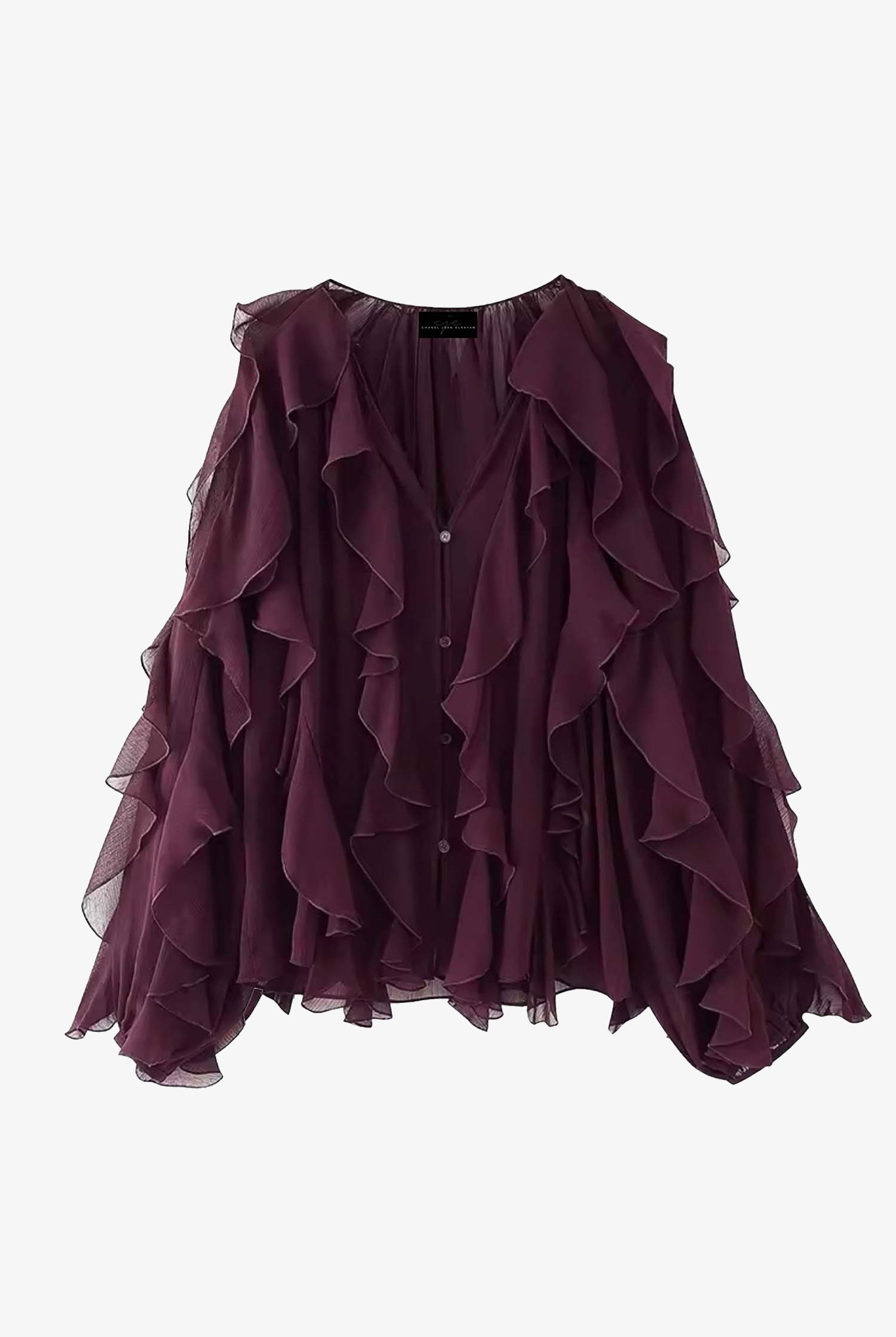 Purple Ruffled Chiffon Blouse