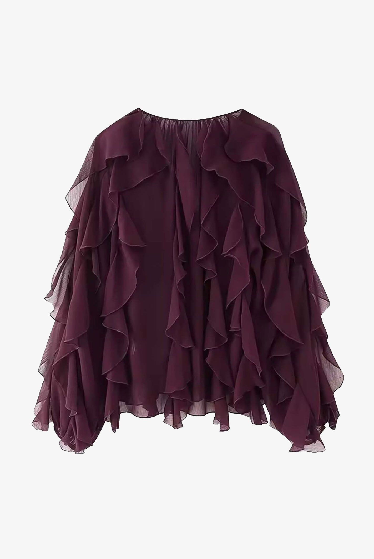 Purple Ruffled Chiffon Blouse