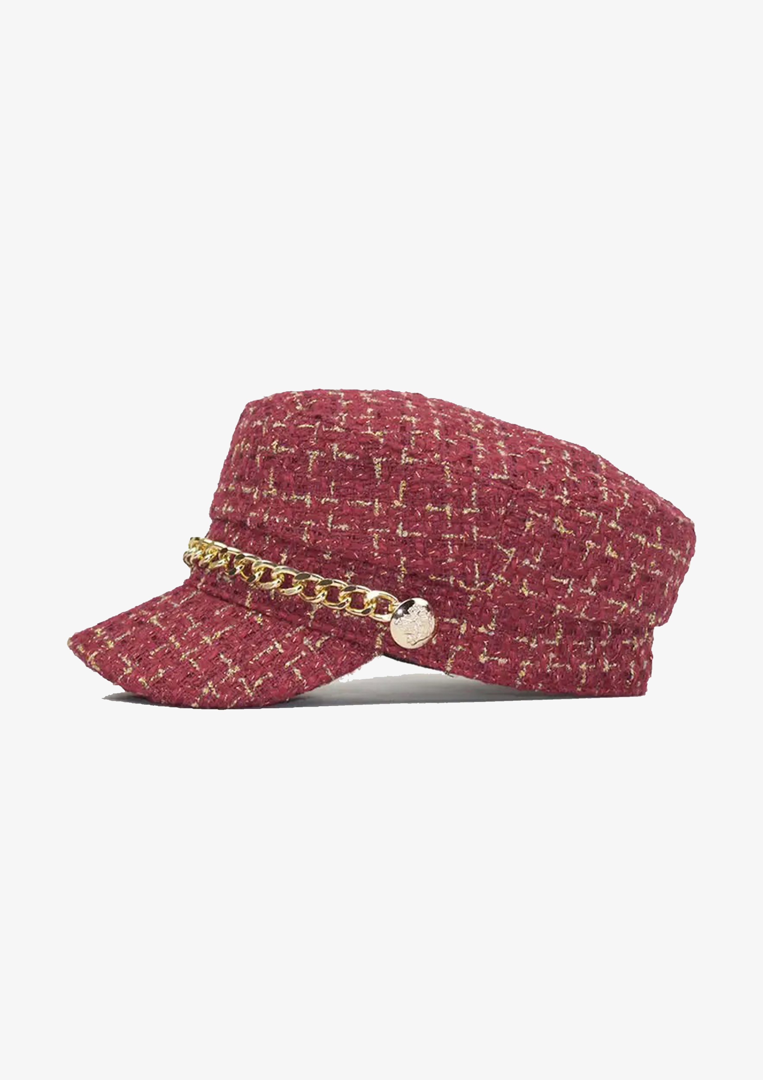 RED TWEED BAKER BOY HAT