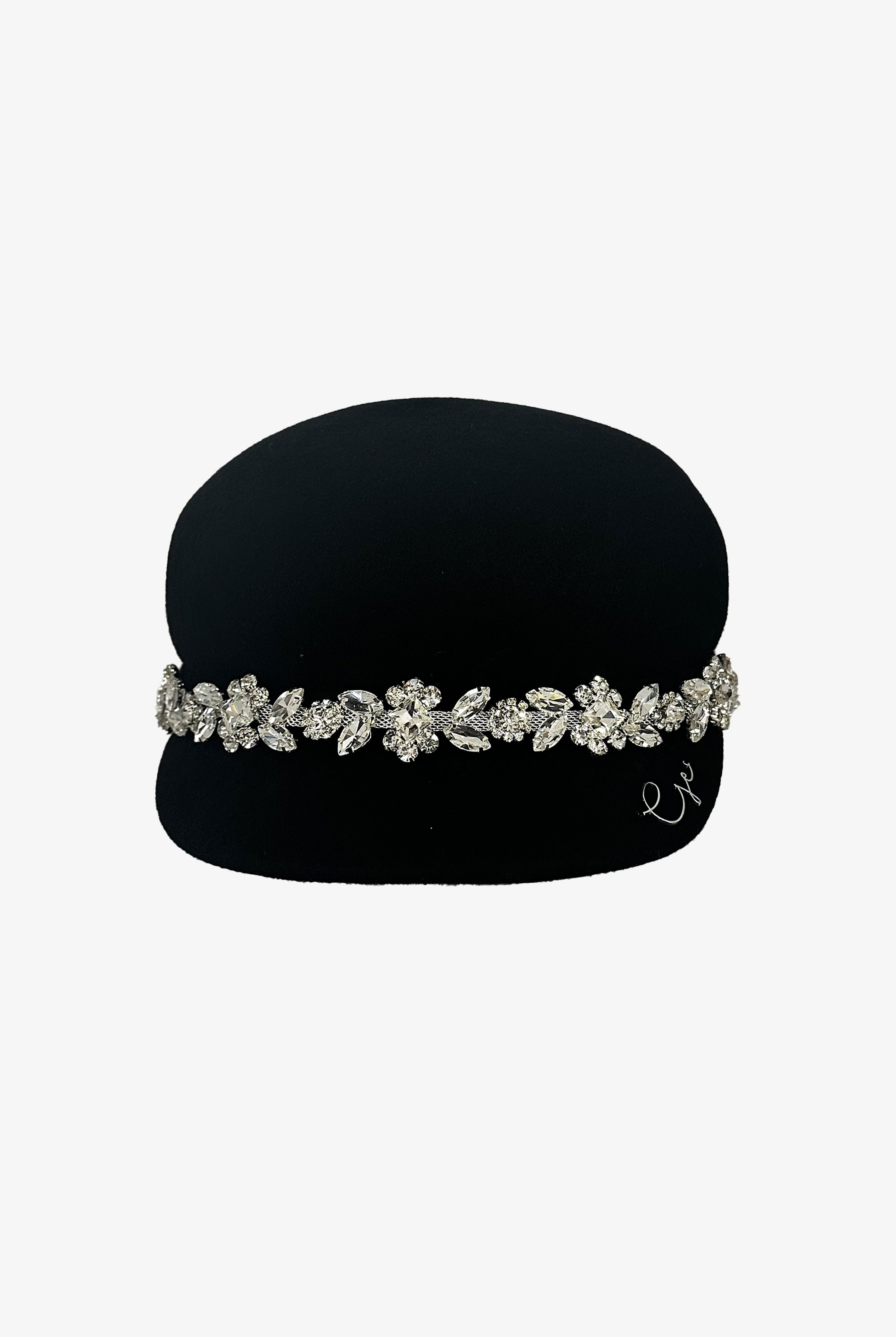 Wool Crystal Embellished Sailor Boy Cap