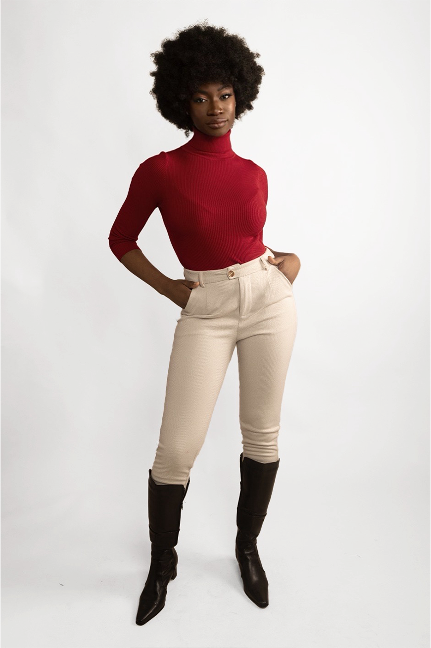 HERRINGBONE WOOL TROUSER