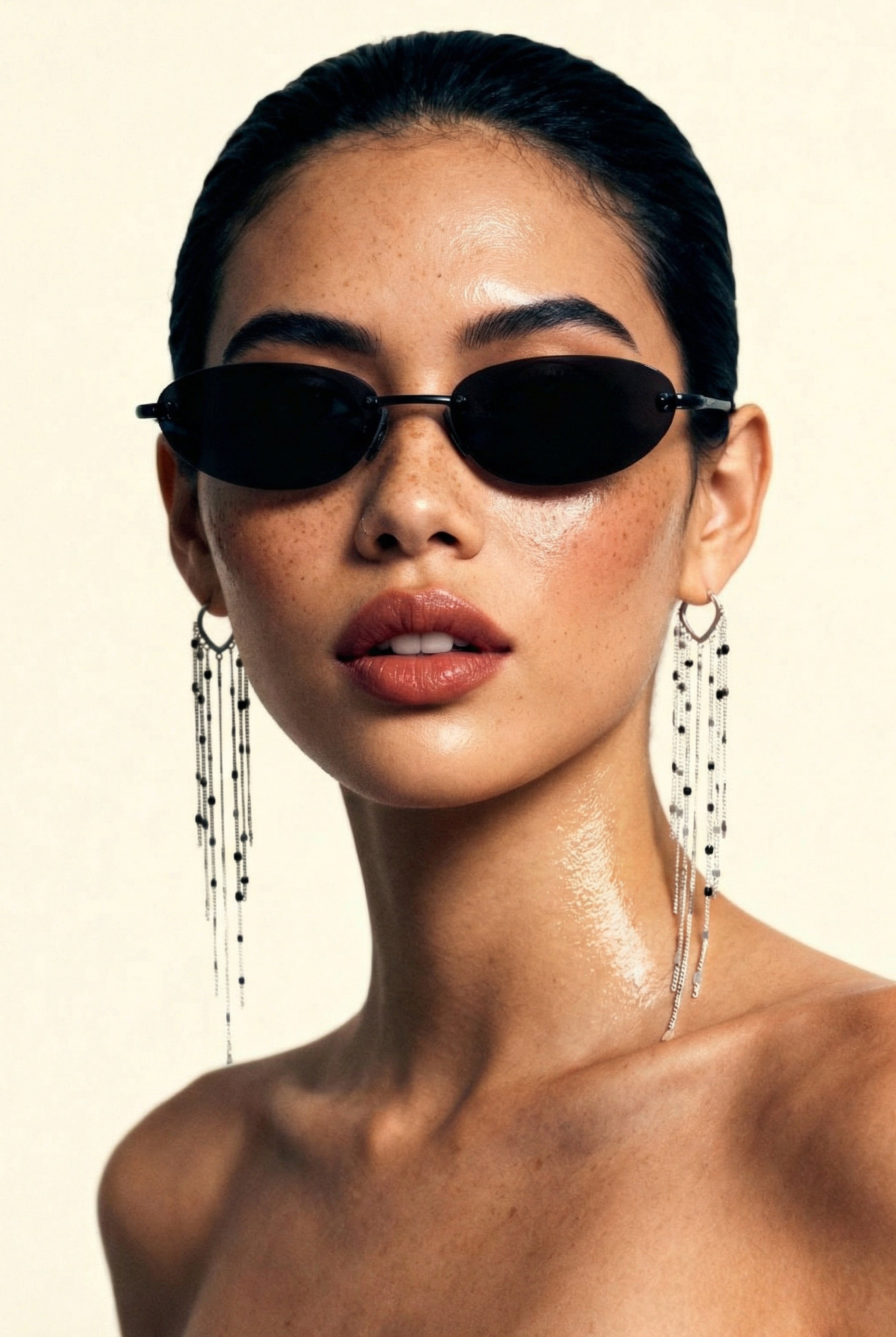 Dramatic Dangle Chain Huggie Earrings