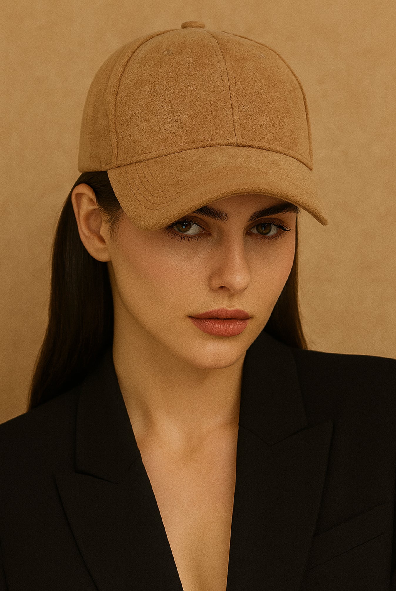 Faux Suede Khaki Cap
