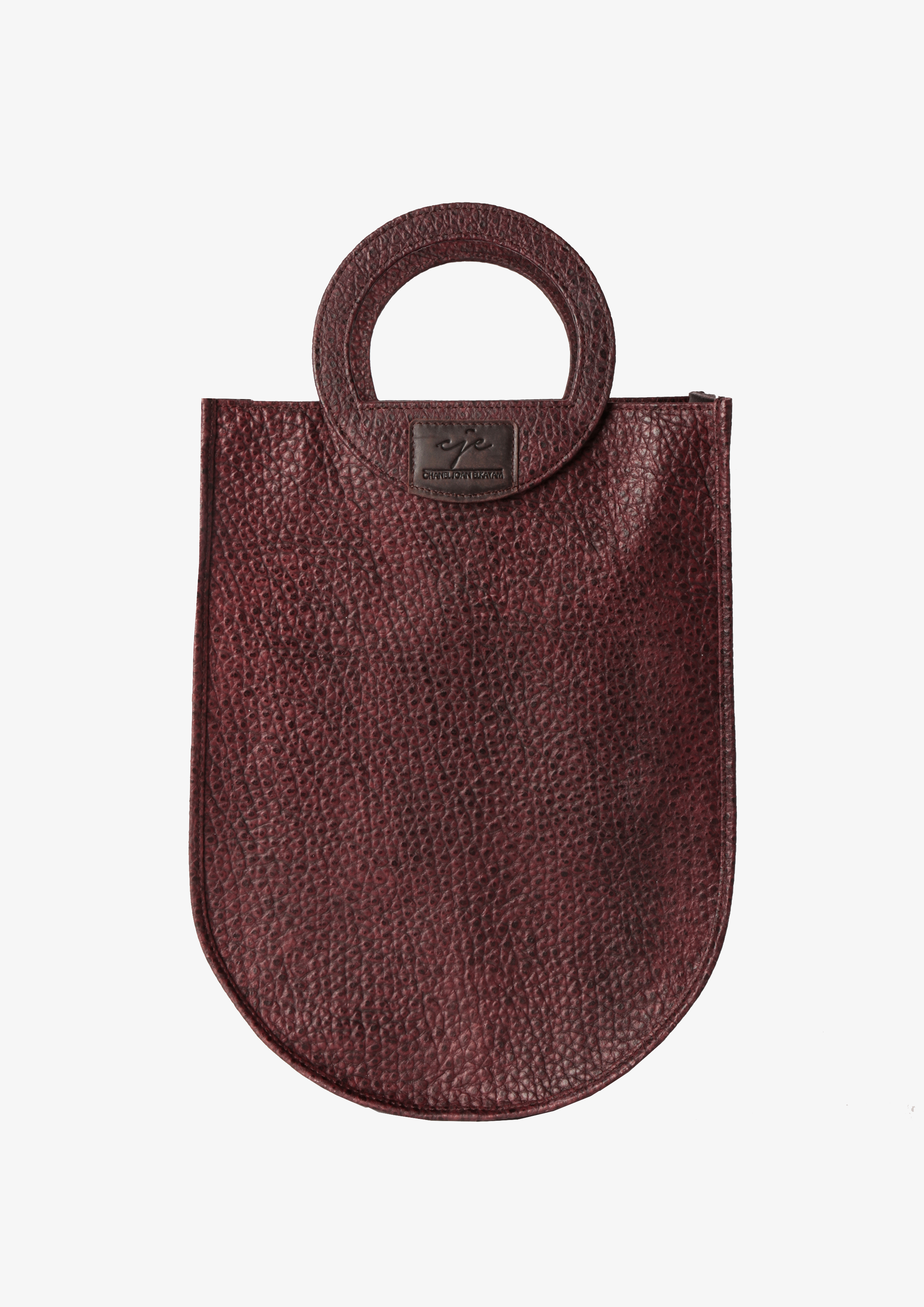 LEATHER CURVED SHOPPER BAG