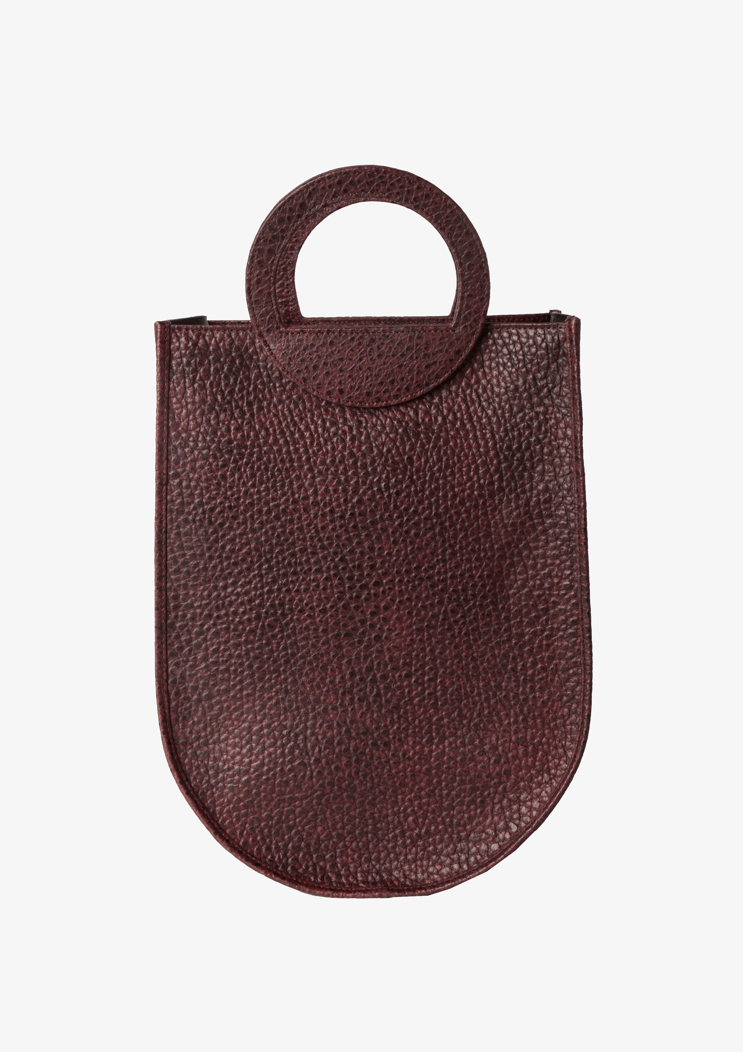LEATHER CURVED SHOPPER BAG