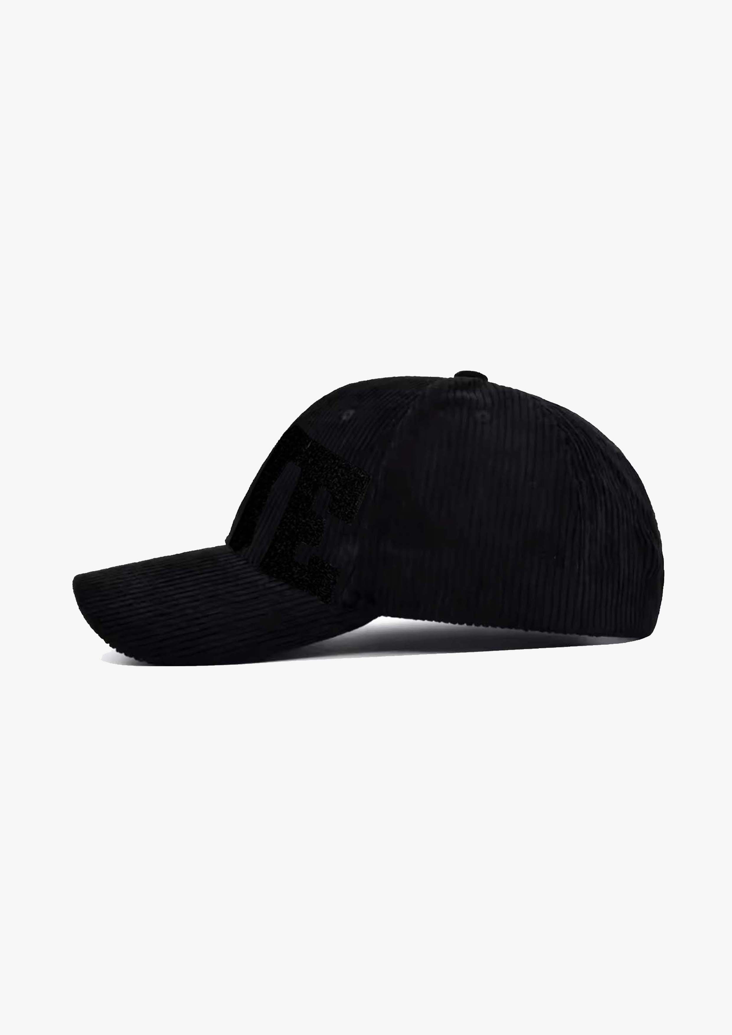 Black CJE Textured Corduroy Cap