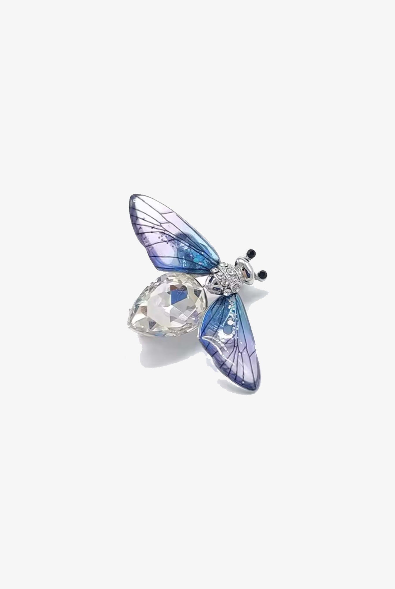 Silver Crystal Enamelled Bee Brooch
