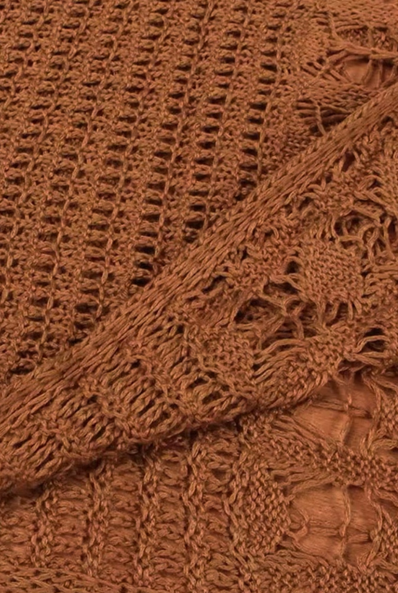 Brown Crochet Knitted Tasseled Summer Beach Dress