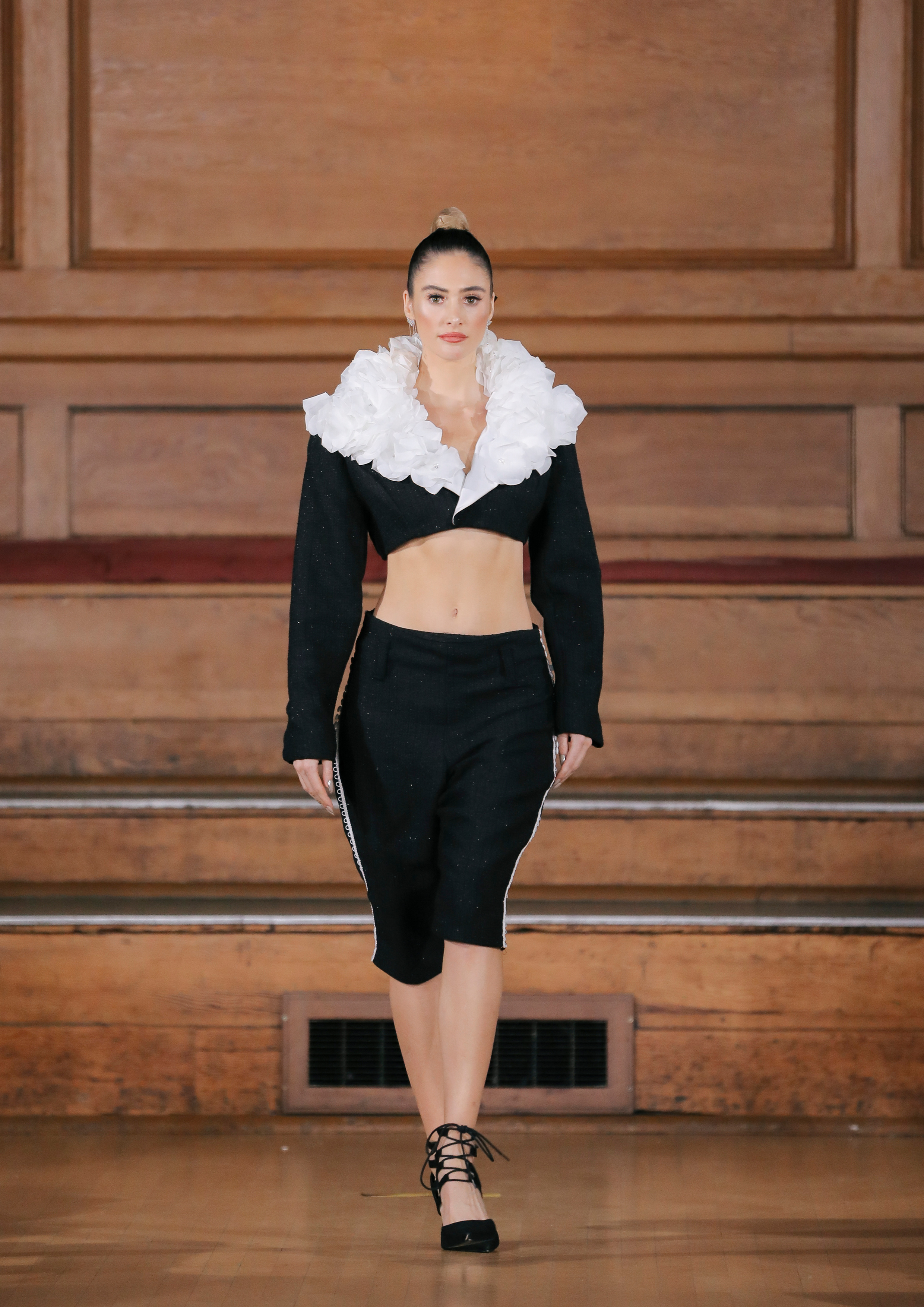 CROPPED PETAL EMBELLISHED JACKET & TROUSER