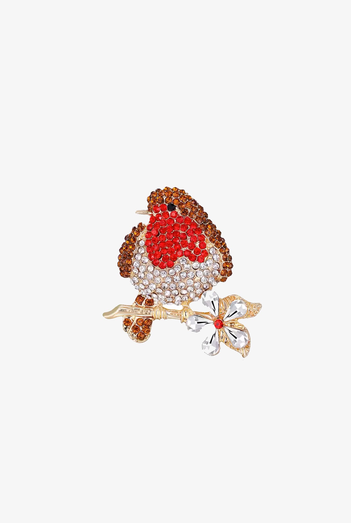 Crystal Robin Brooch