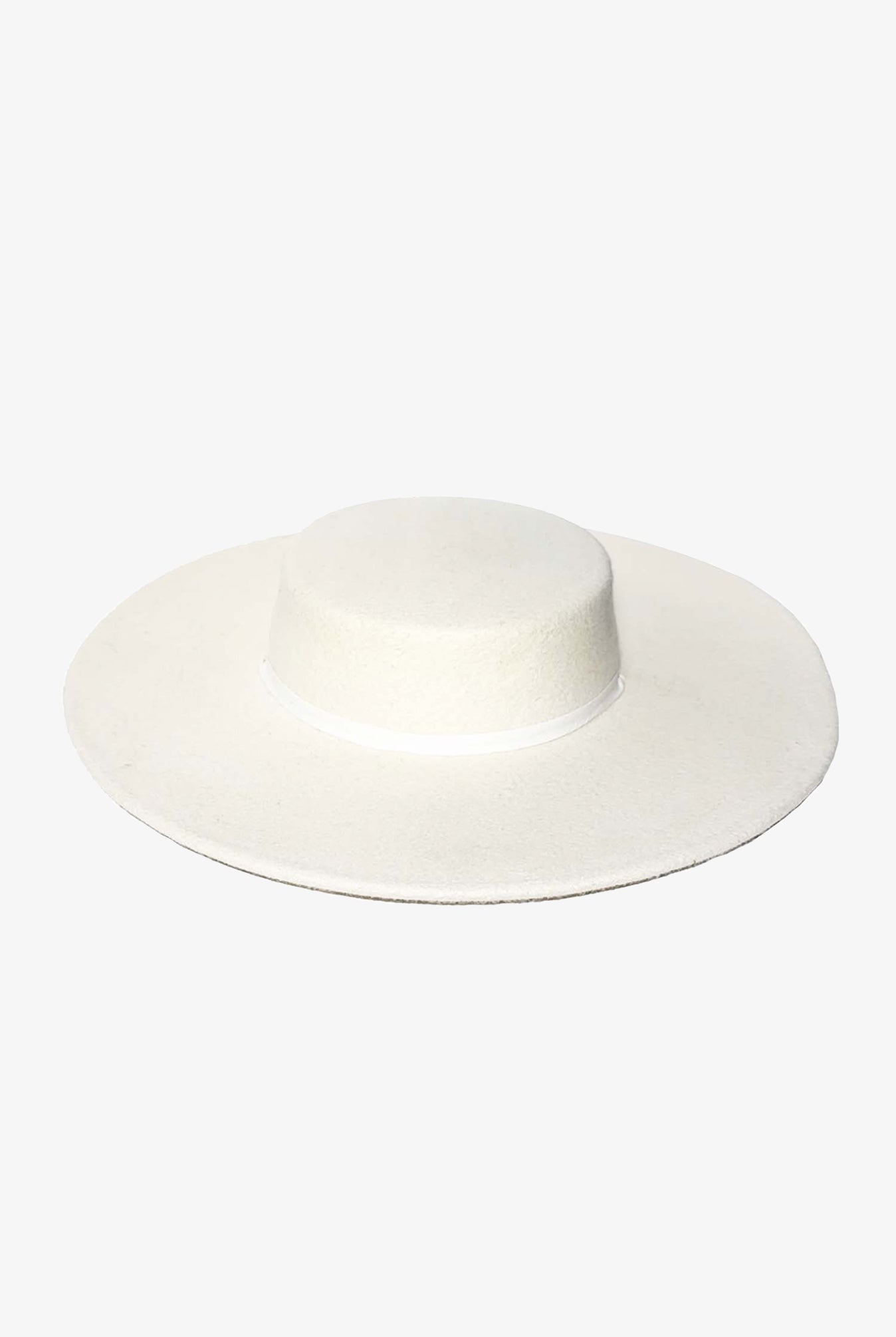 WHITE IVORY HANDMADE WIDE BRIM (11CM) WOOL HAT